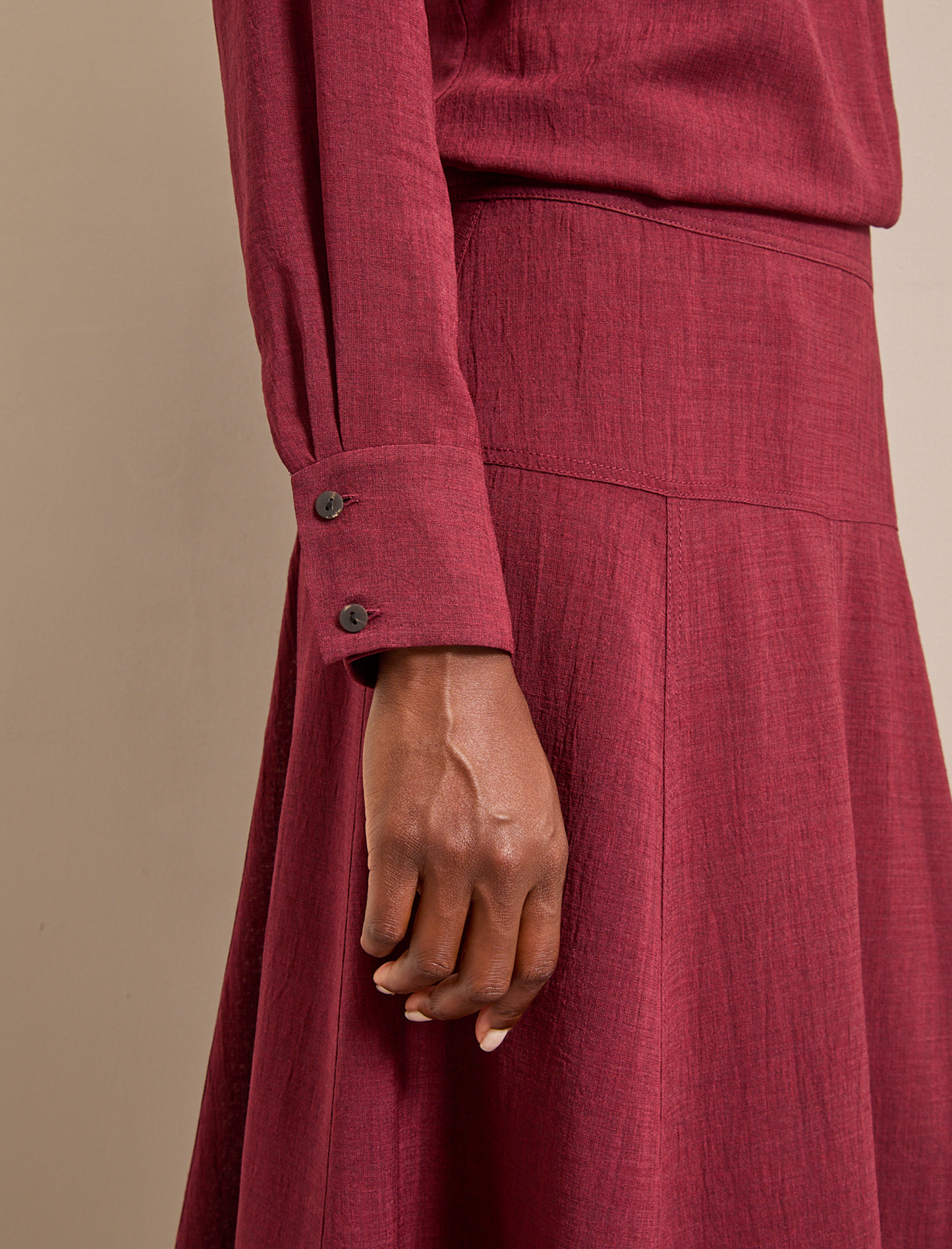 Riley Techni Voile Blouse - Burgundy