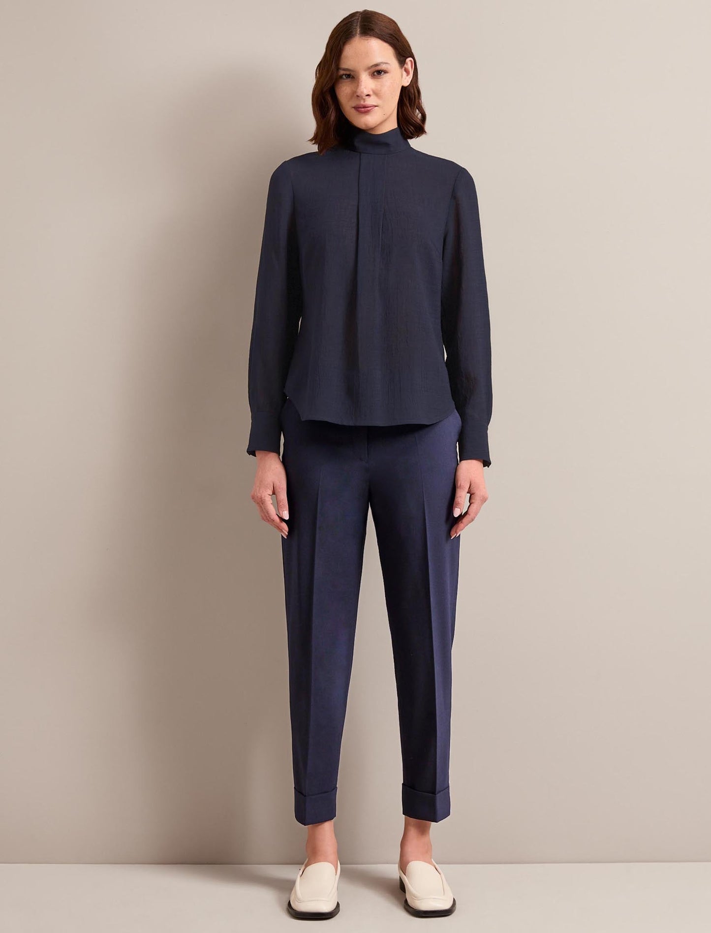 Riley Techni Voile Blouse - Navy