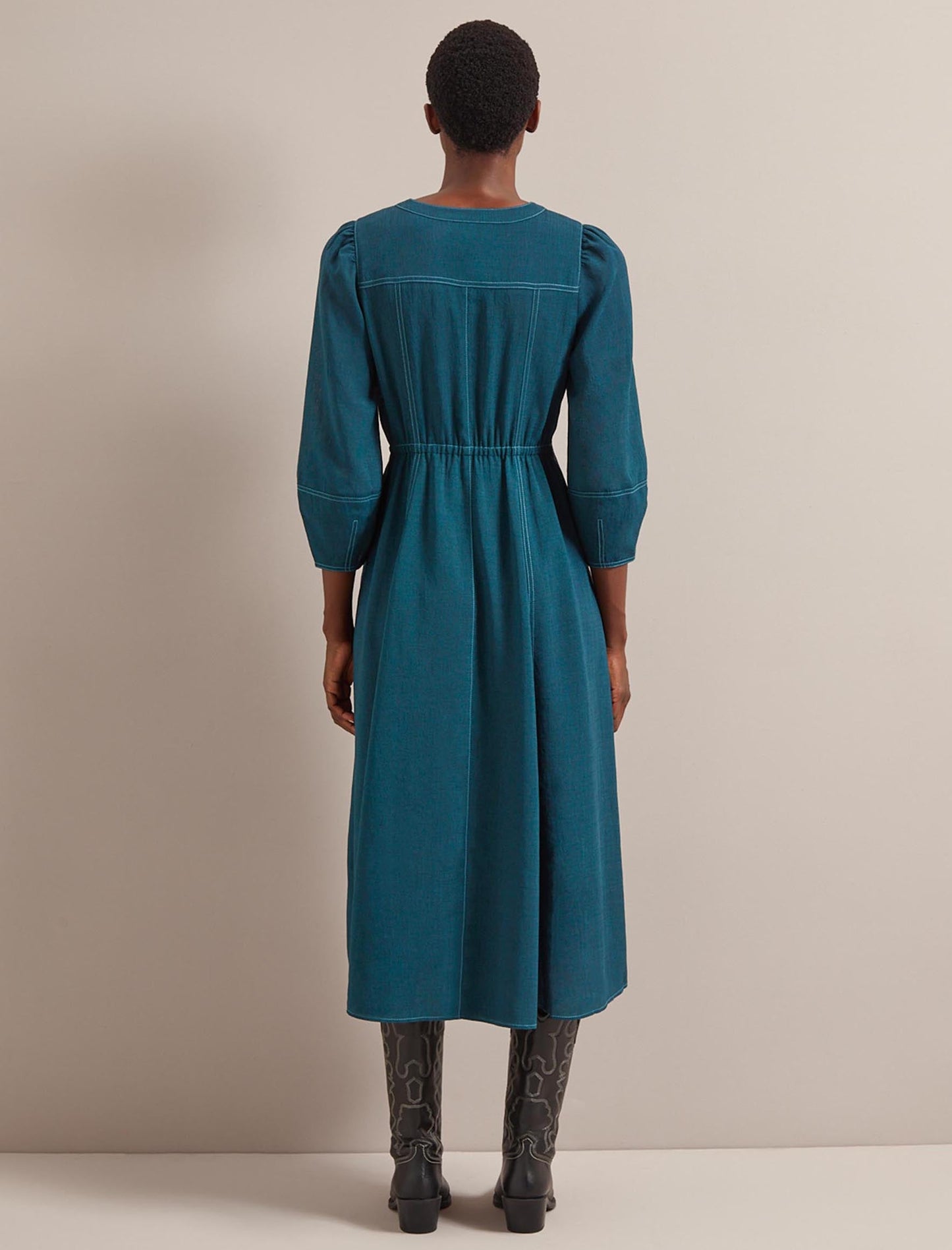Lara Techni Voile Maxi Dress - Petrol Blue
