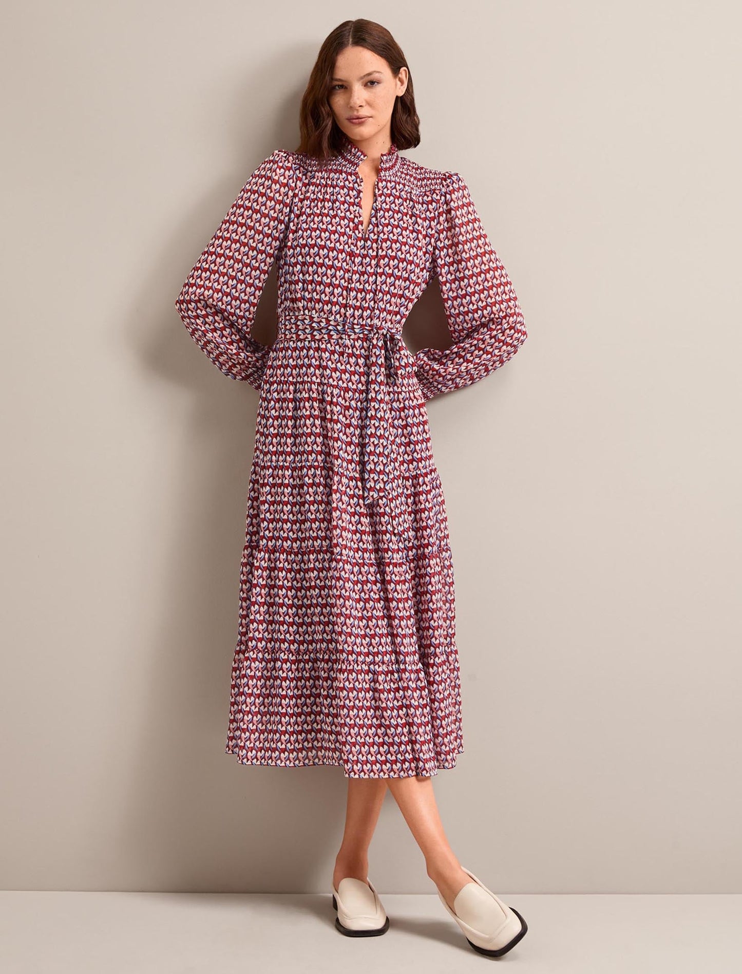 Marina Maxi Dress - Burgundy Heart Geo Print