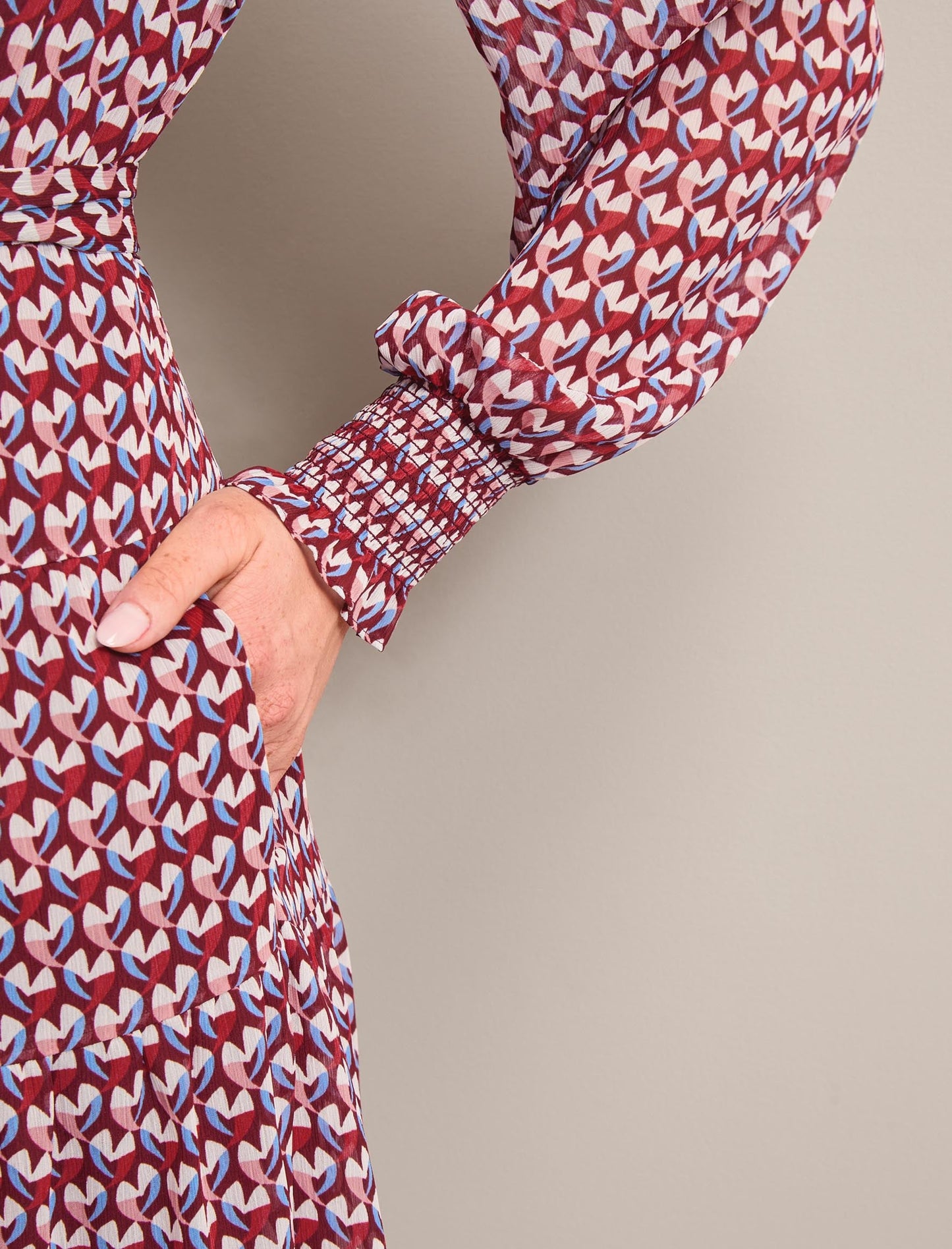 Marina Maxi Dress - Burgundy Heart Geo Print