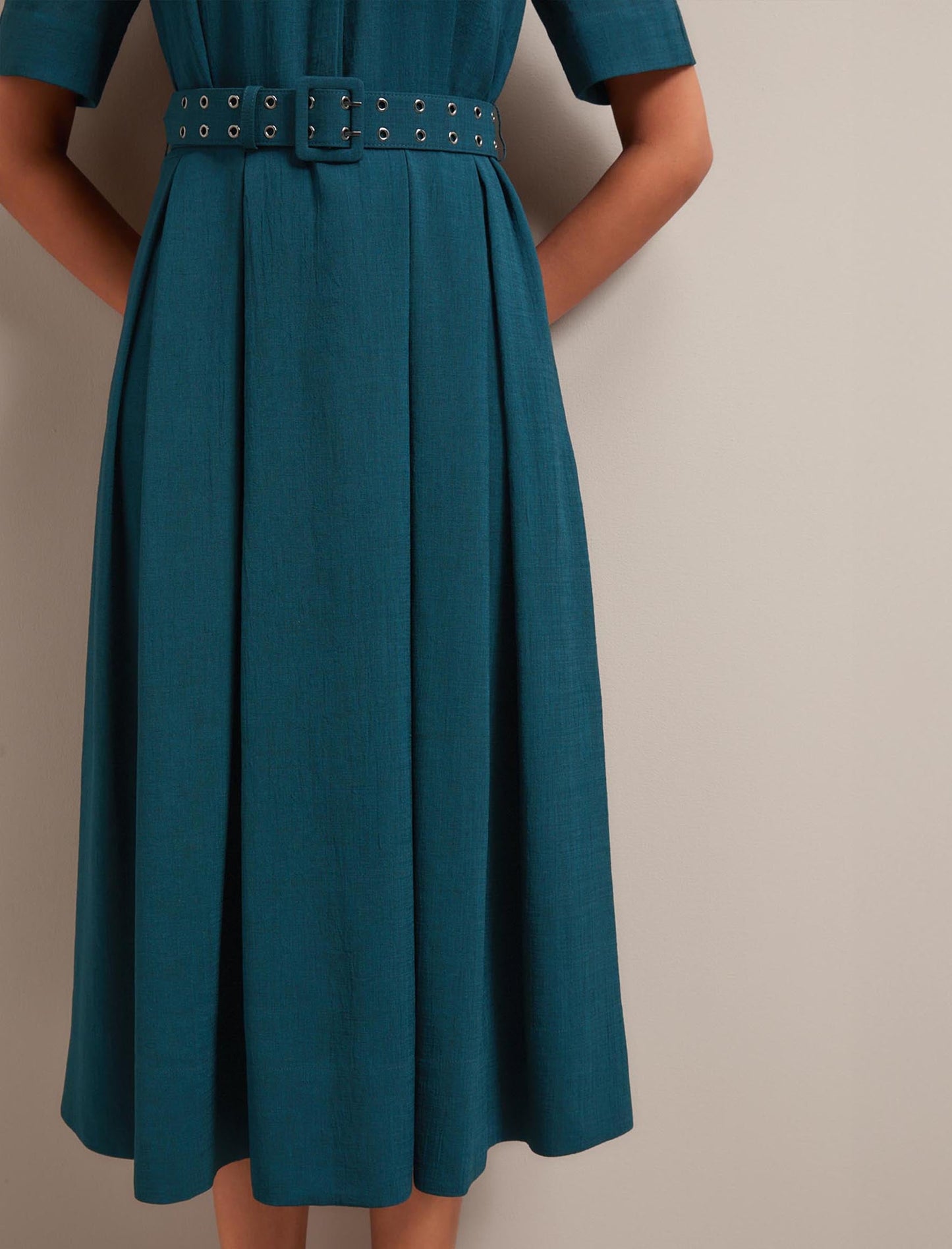 Anya Techni Voile Dress - Petrol Blue
