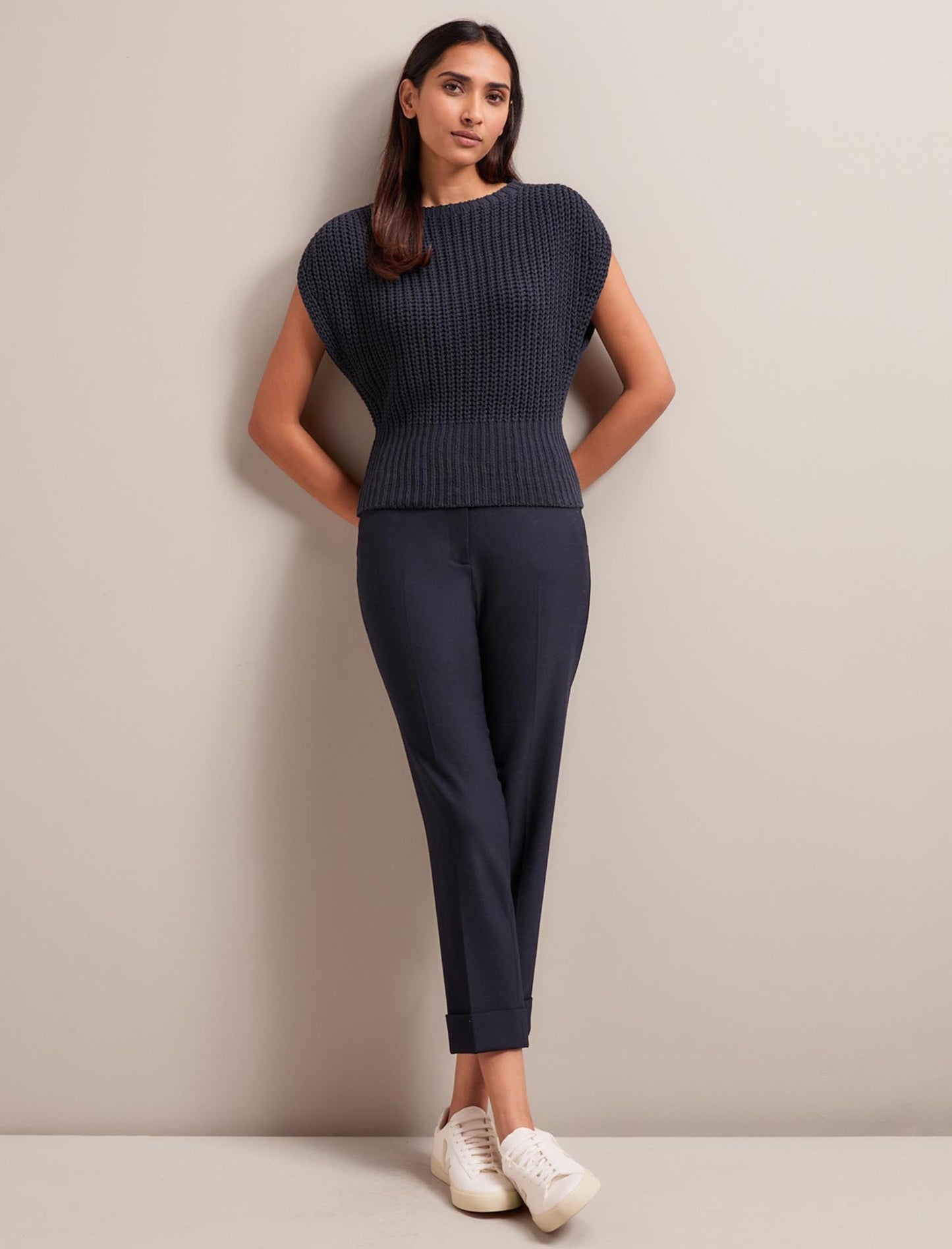 Quinn Cotton Blend Vest - Navy