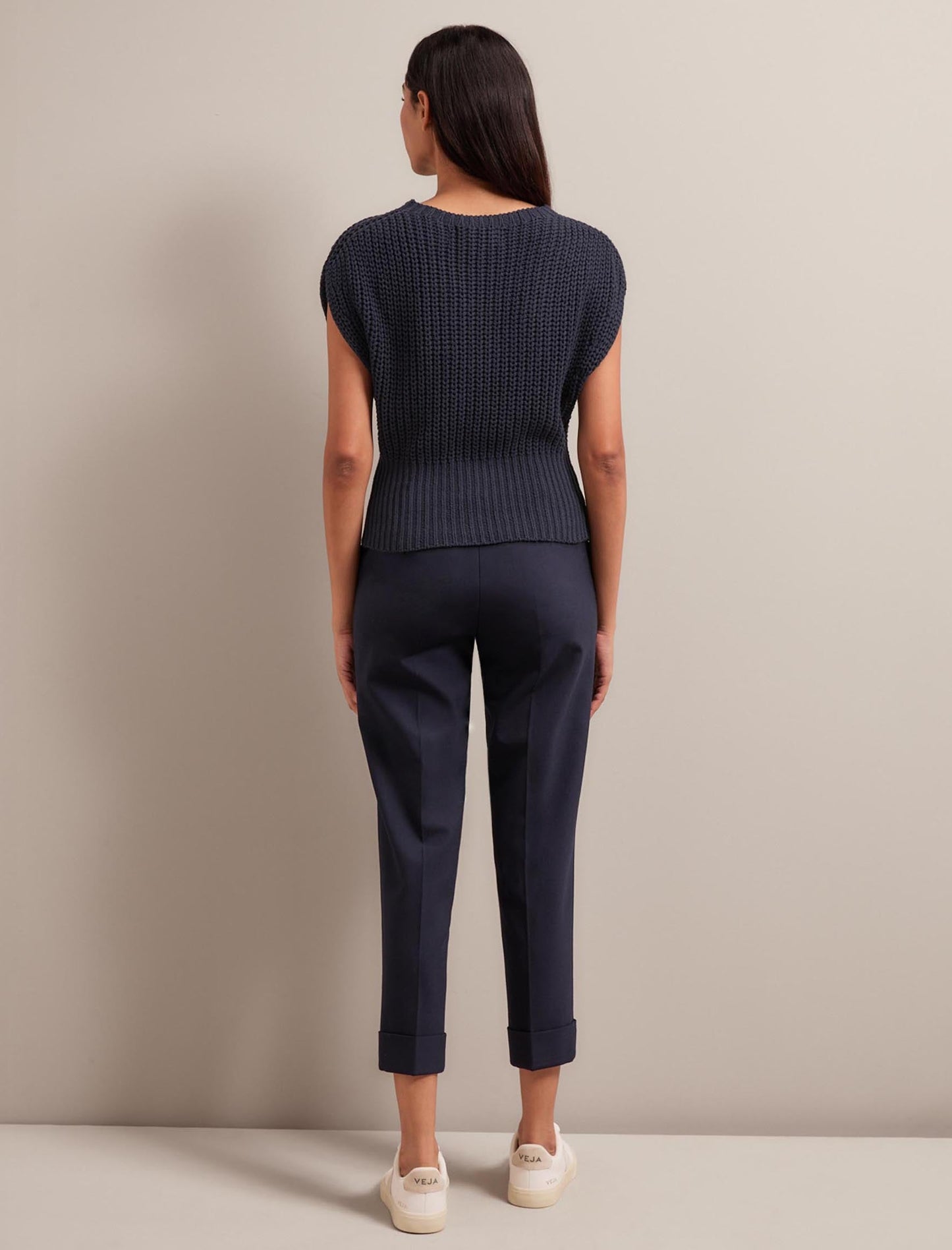 Quinn Cotton Blend Vest - Navy