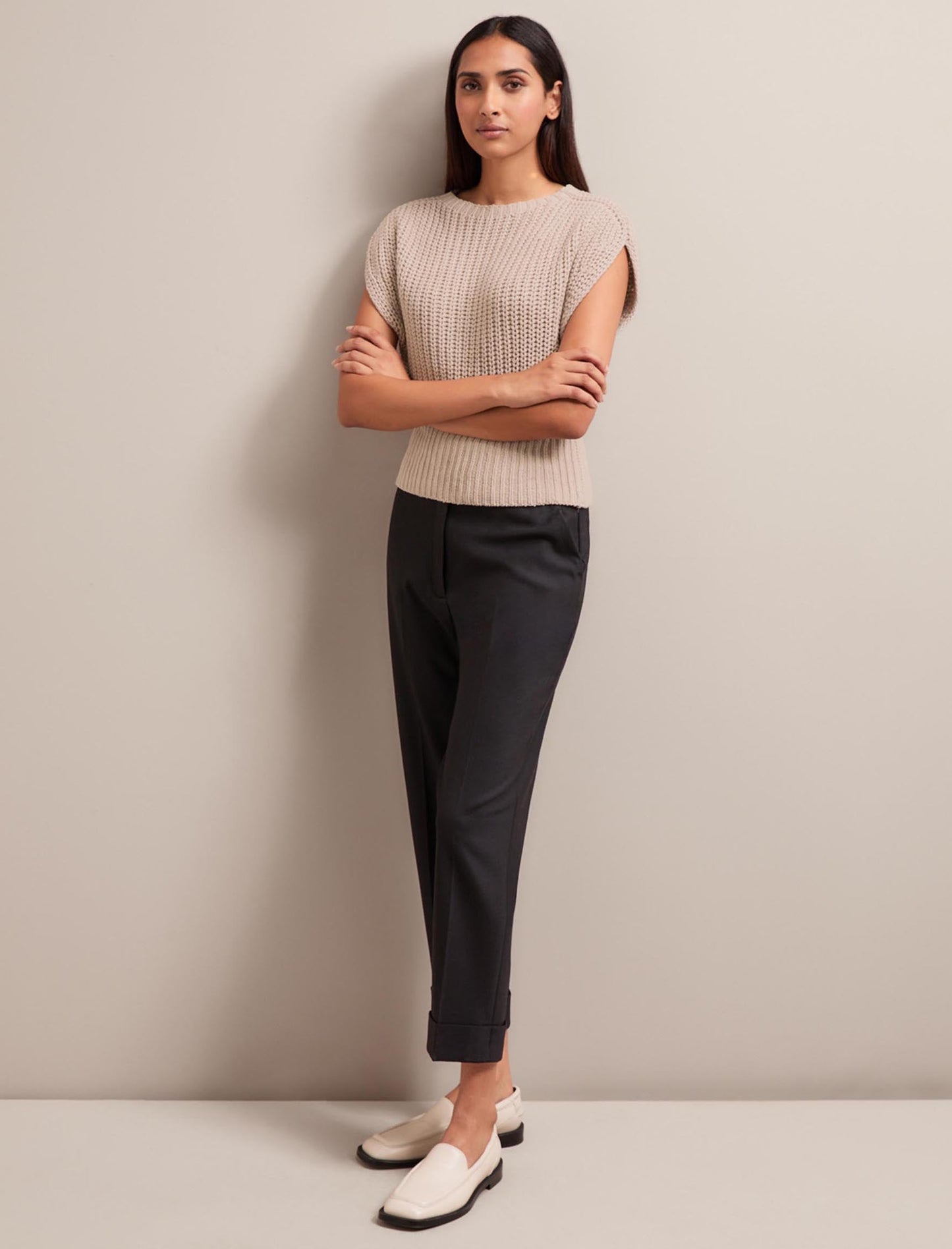 Quinn Cotton Blend Vest - Oatmeal