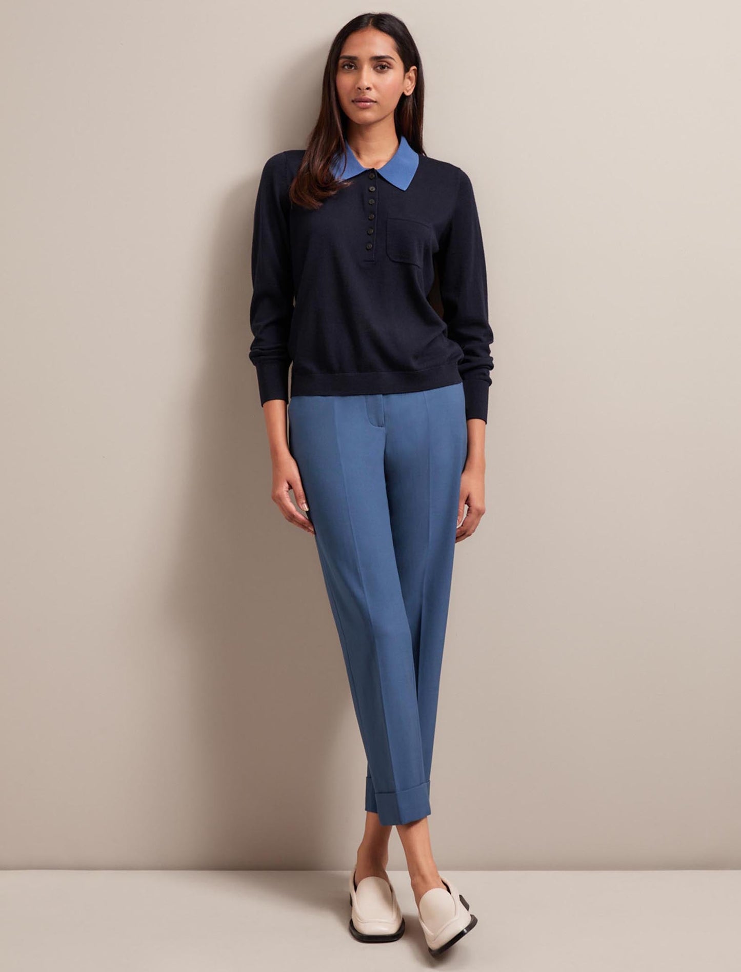 Josie Merino Wool Blend Jumper - Navy Slate Blue