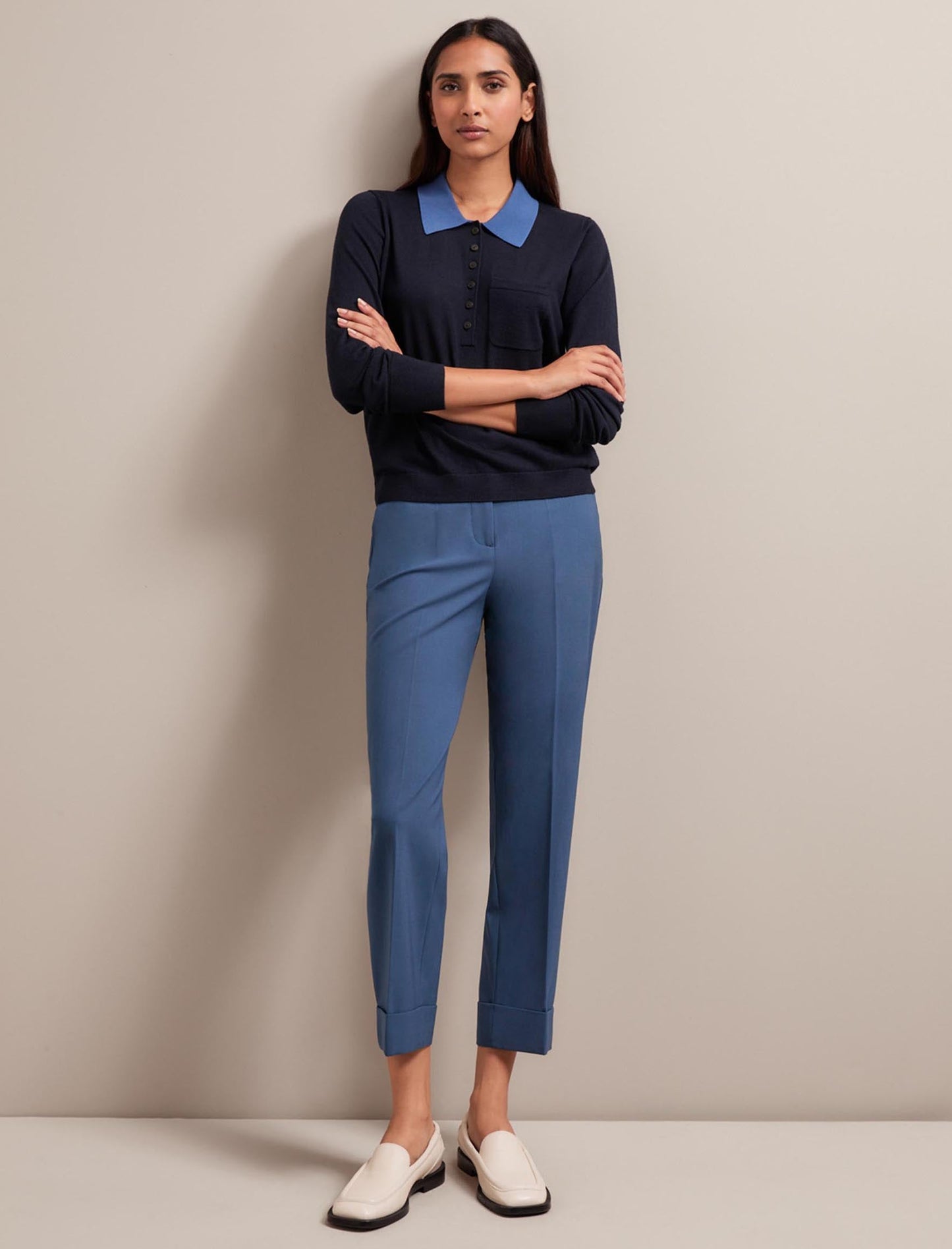 Josie Merino Wool Blend Jumper - Navy Slate Blue