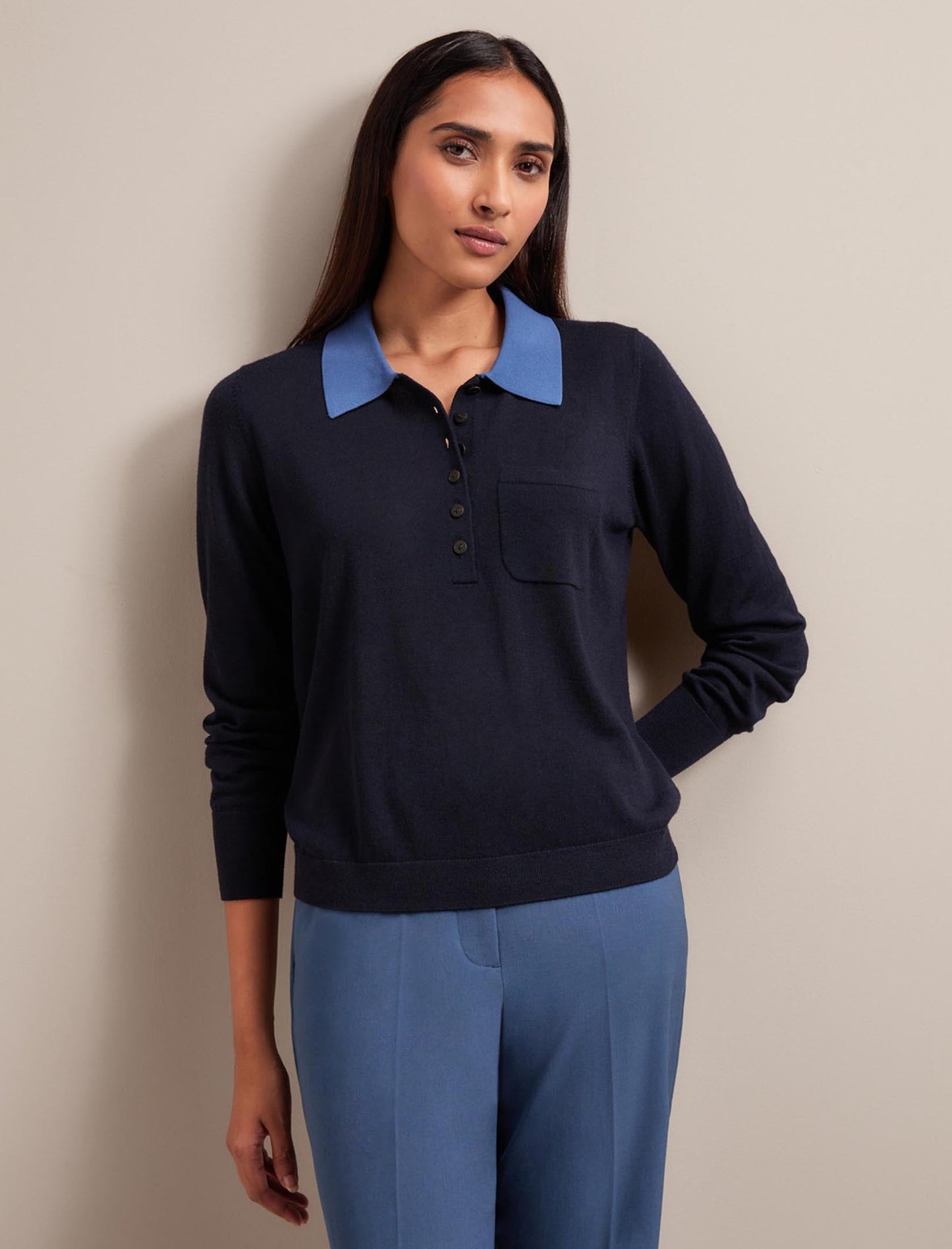 Josie Merino Wool Blend Jumper - Navy Slate Blue