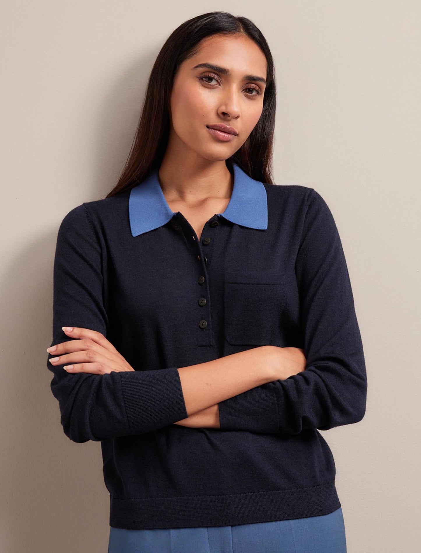 Josie Merino Wool Blend Jumper - Navy Slate Blue