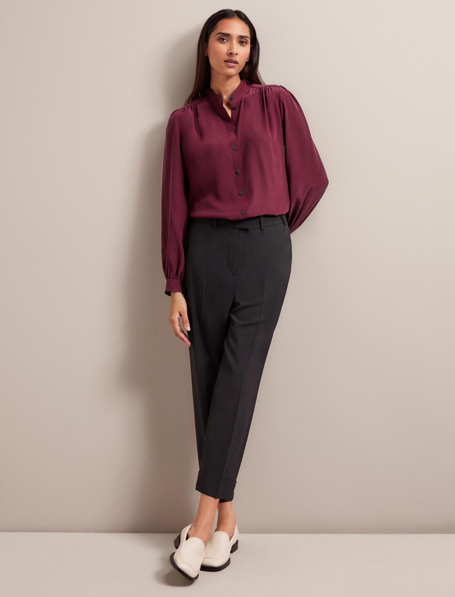 Brenna Silk Shirt - Burgundy