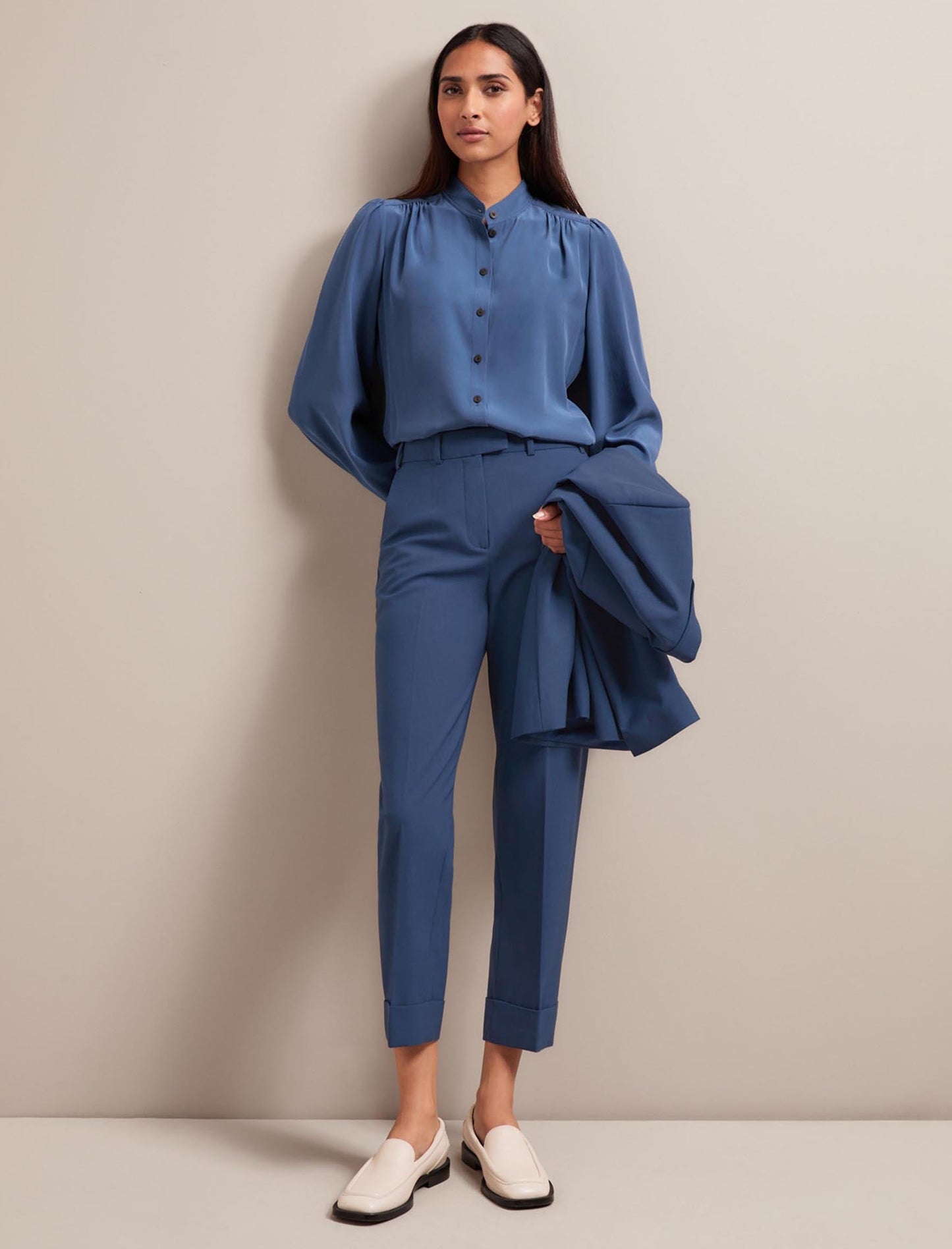 Brenna Silk Shirt - Slate Blue