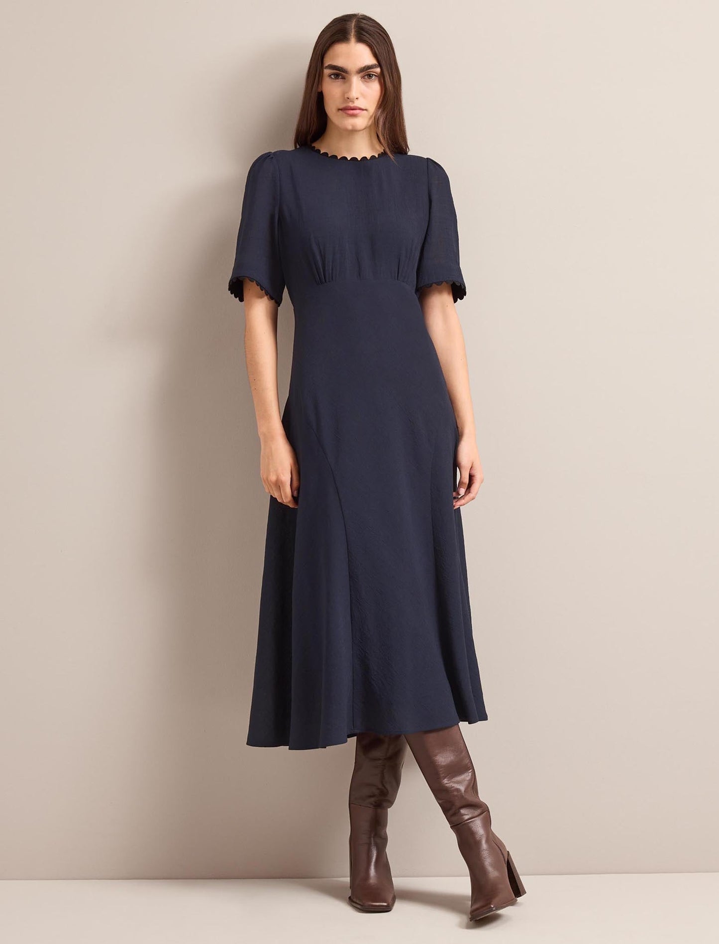 Lucy Techni Voile Midi Dress - Navy