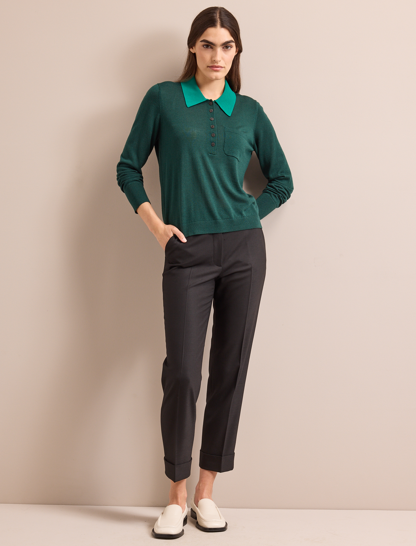 Josie Merino Wool Blend Jumper - Dark Green Emerald Green