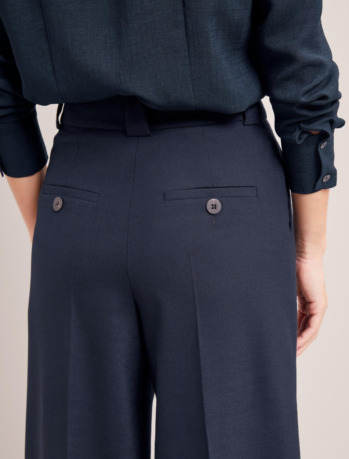 Margot New Wool Wide Leg Trouser - Navy