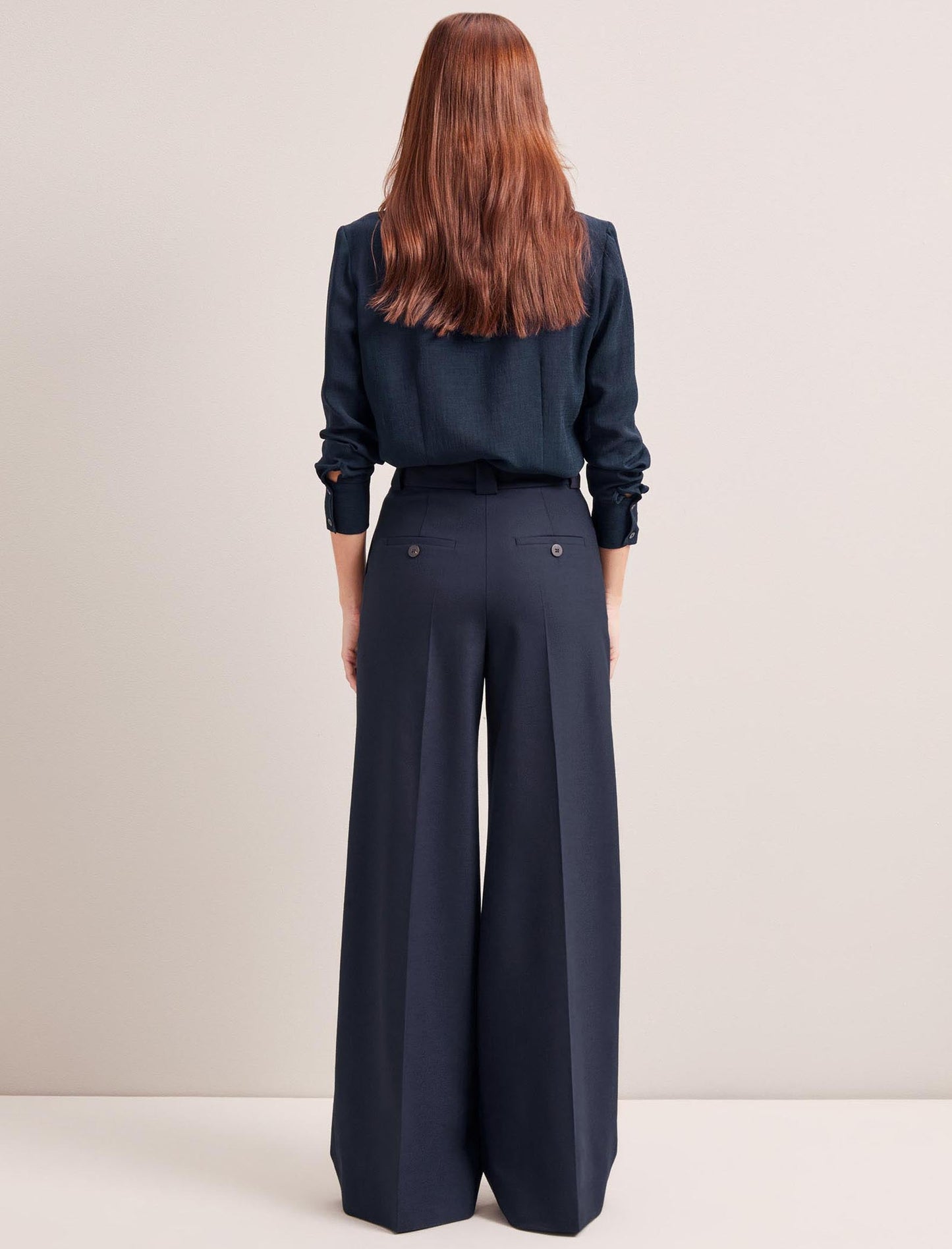 Margot New Wool Wide Leg Trouser - Navy