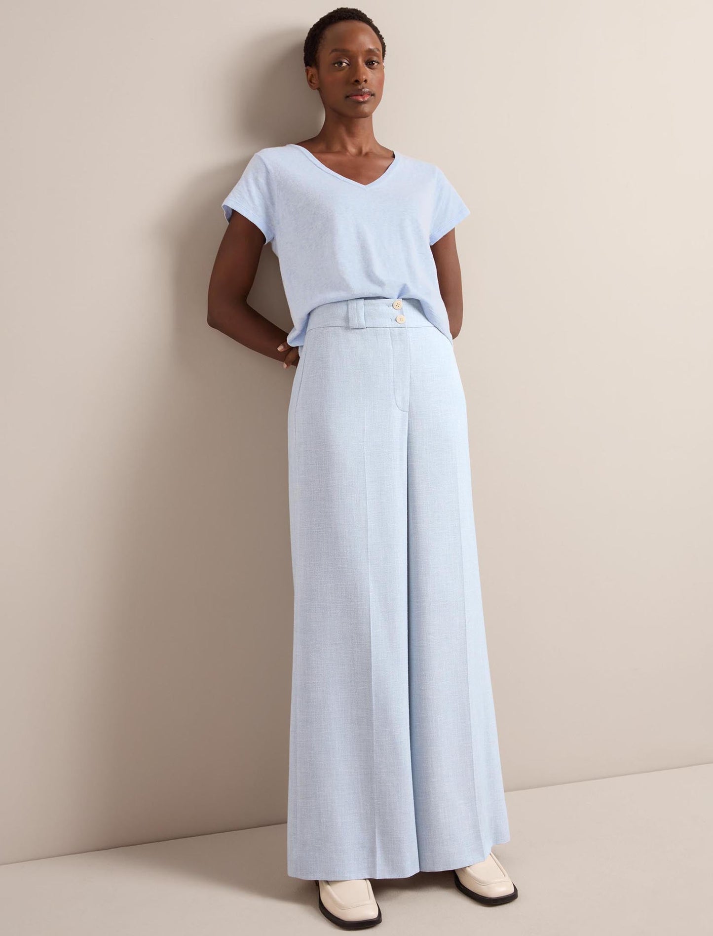 Tyler Linen Blend Trouser - Pale Blue