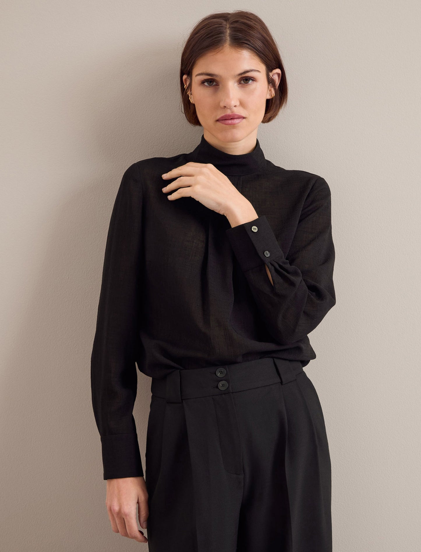 Riley Techni Voile Blouse - Black