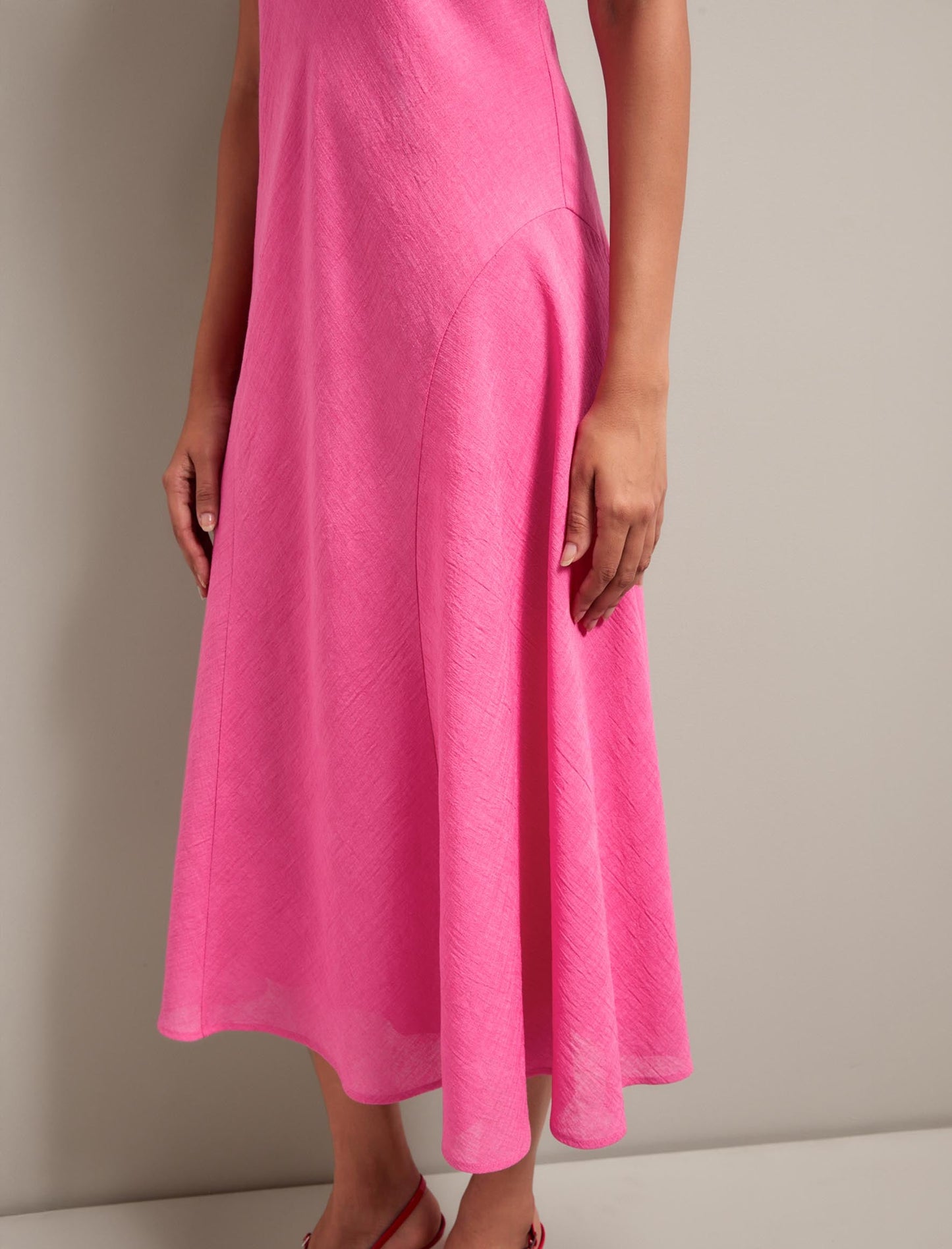 Lydia Techni Voile Midi Dress - Hot Pink Crimson