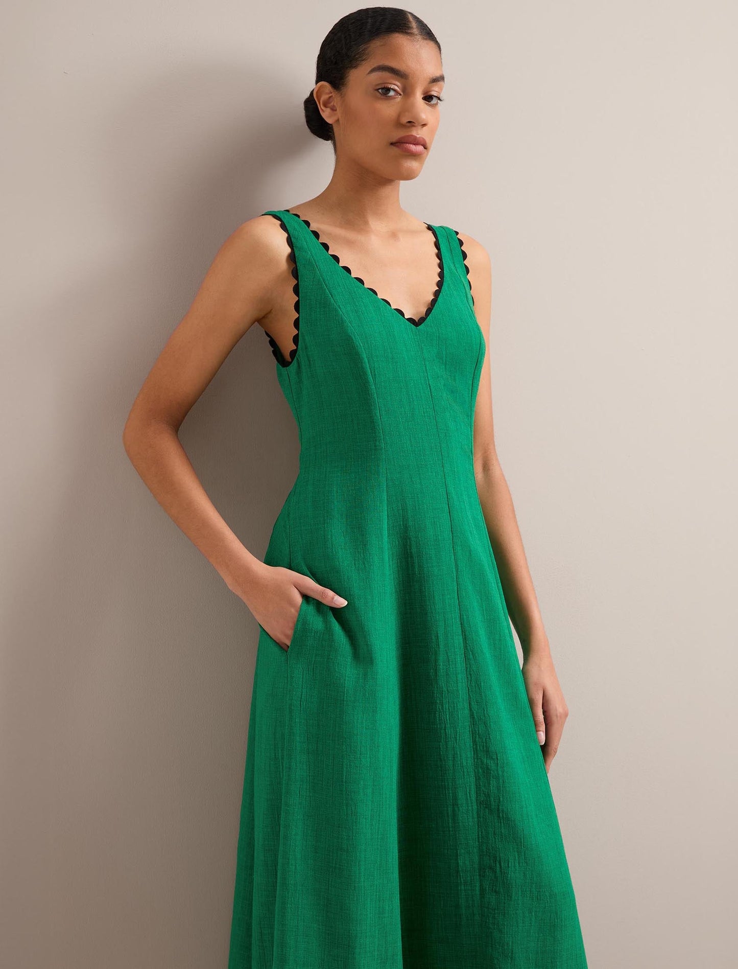 Ava Techni Voile Maxi Dress - Emerald Green