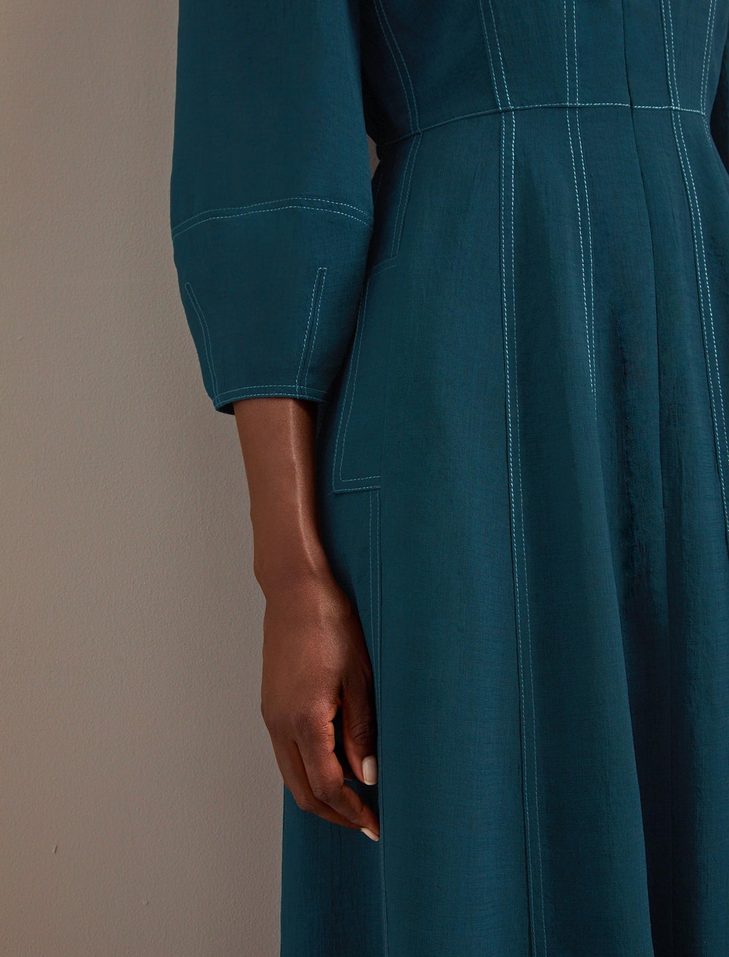 Lara Techni Voile Maxi Dress - Petrol Blue