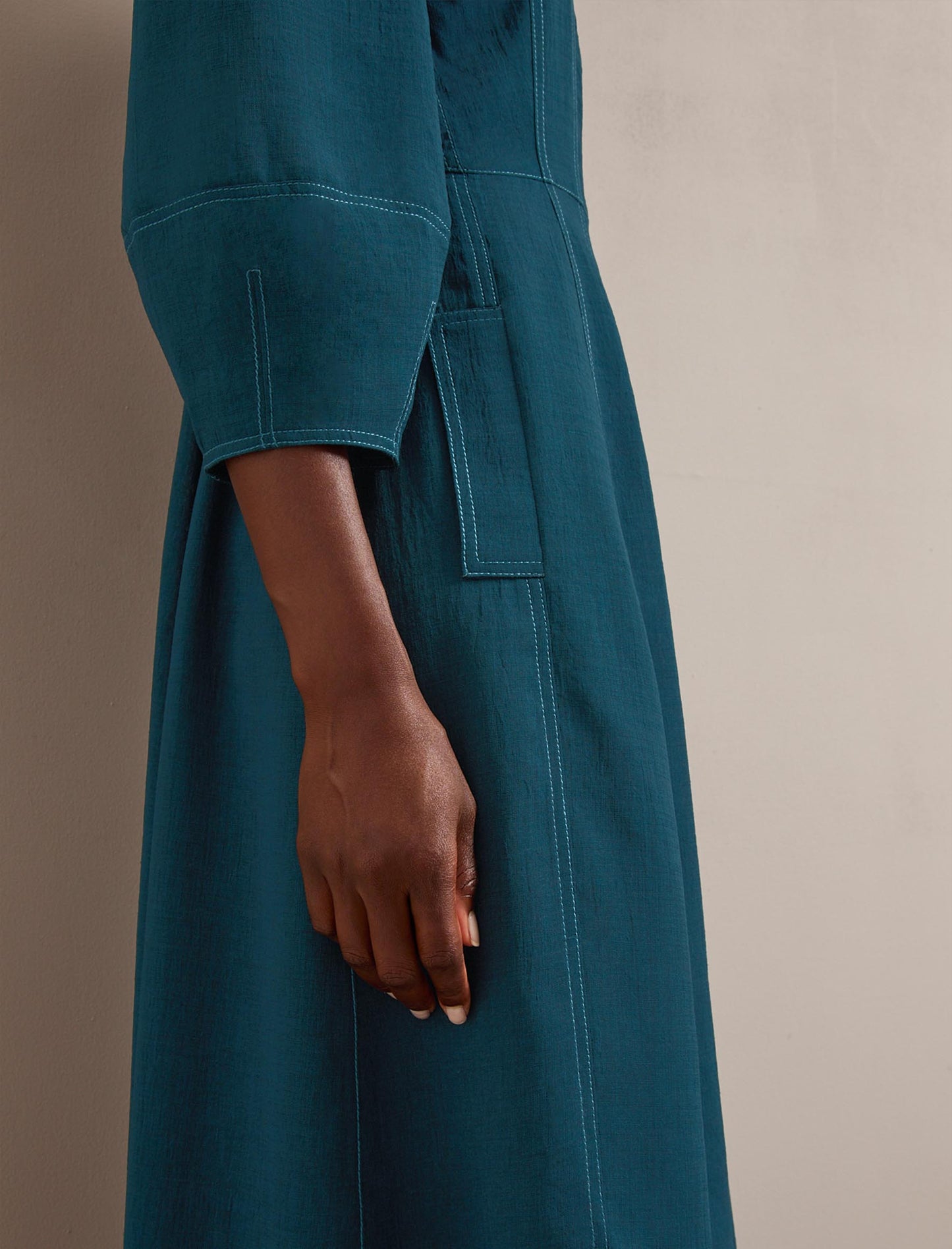 Lara Techni Voile Maxi Dress - Petrol Blue