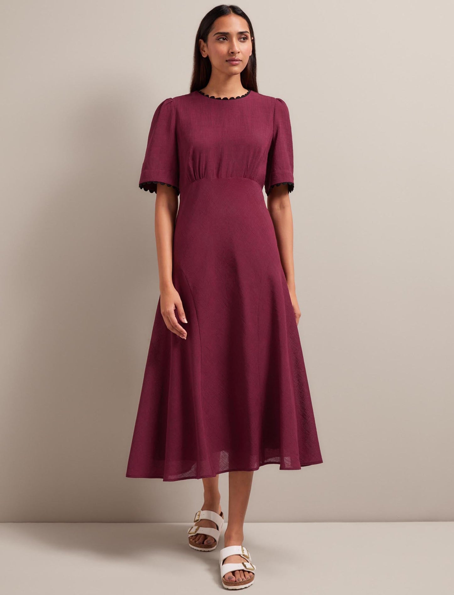 Lucy Techni Voile Midi Dress - Burgundy