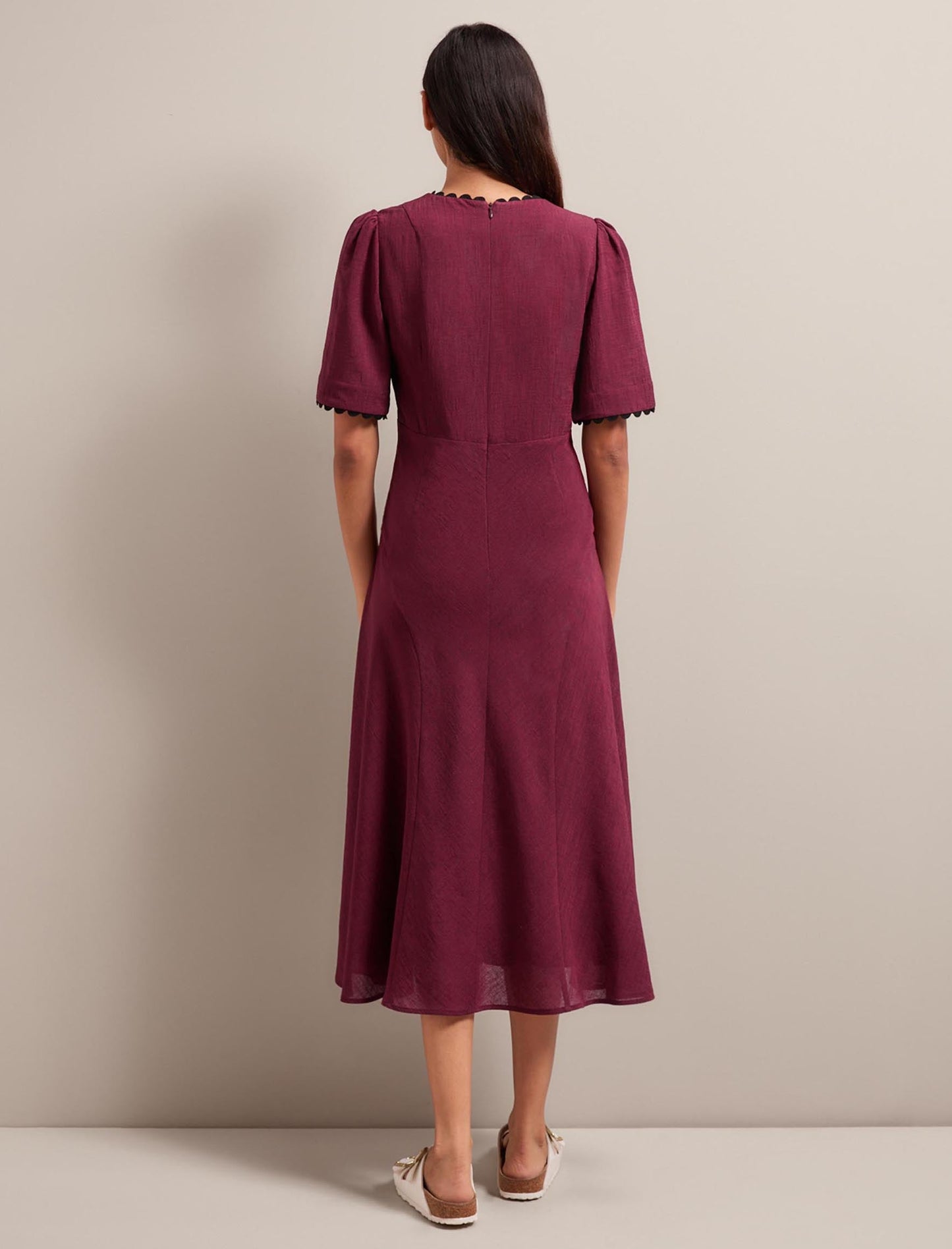 Lucy Techni Voile Midi Dress - Burgundy