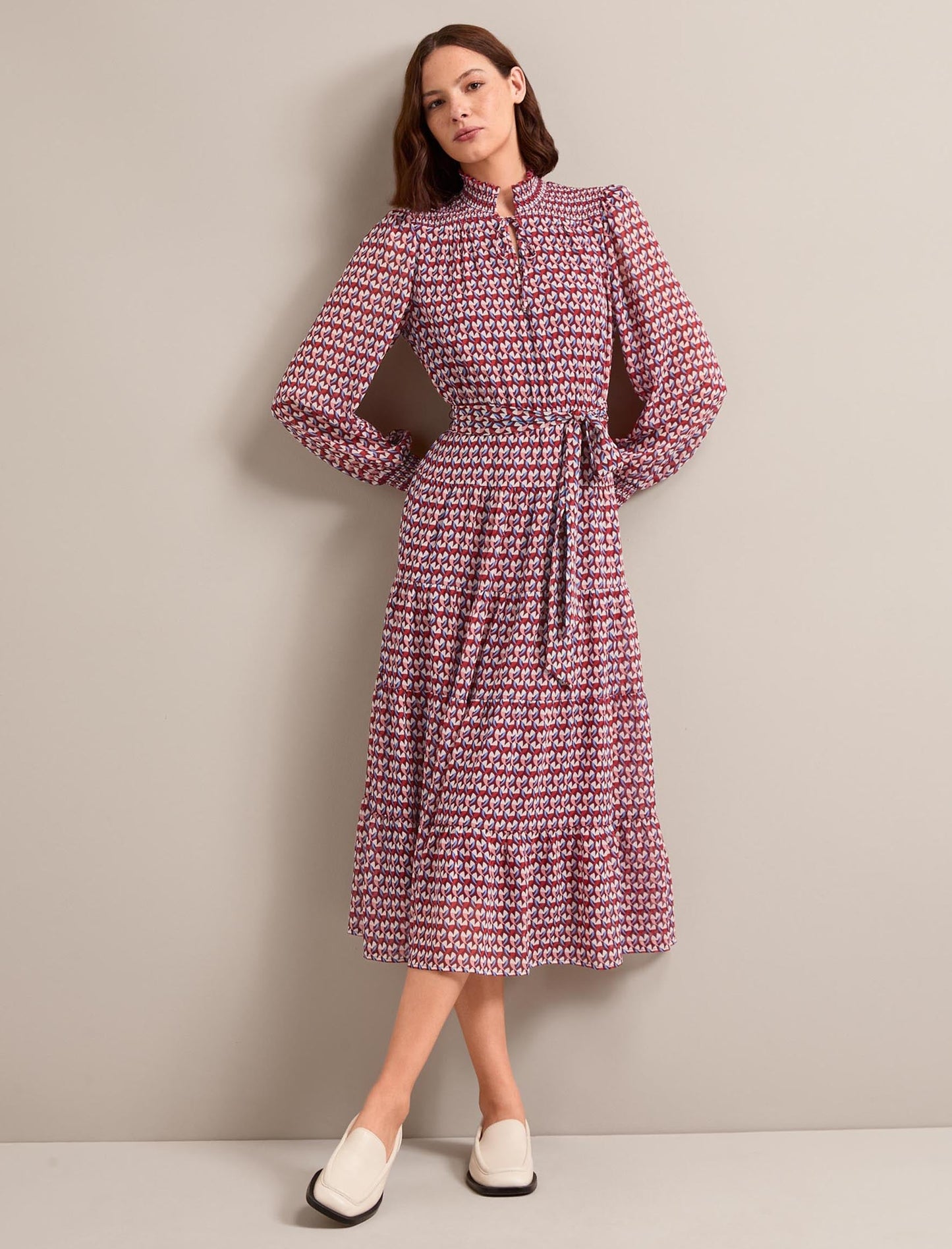 Marina Maxi Dress - Burgundy Heart Geo Print