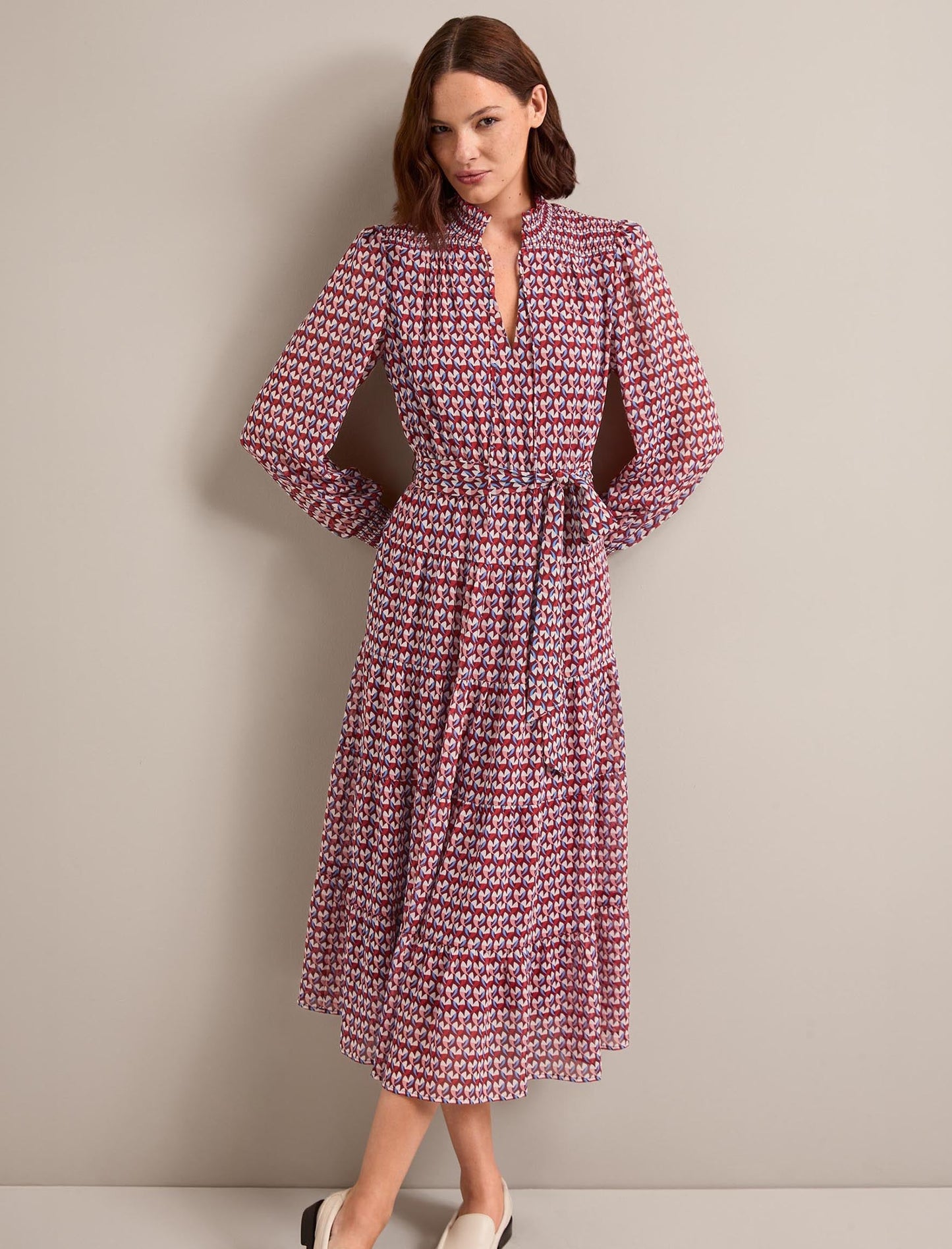 Marina Maxi Dress - Burgundy Heart Geo Print