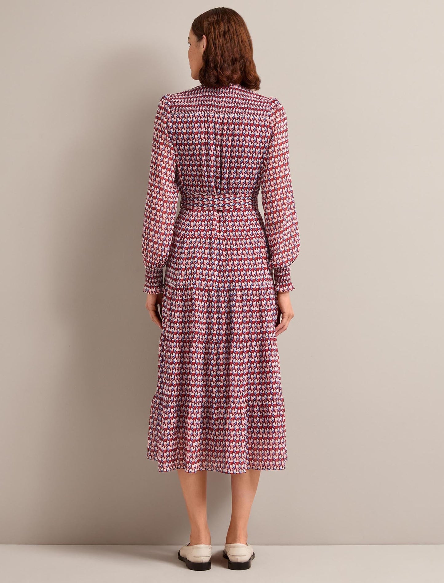 Marina Maxi Dress - Burgundy Heart Geo Print