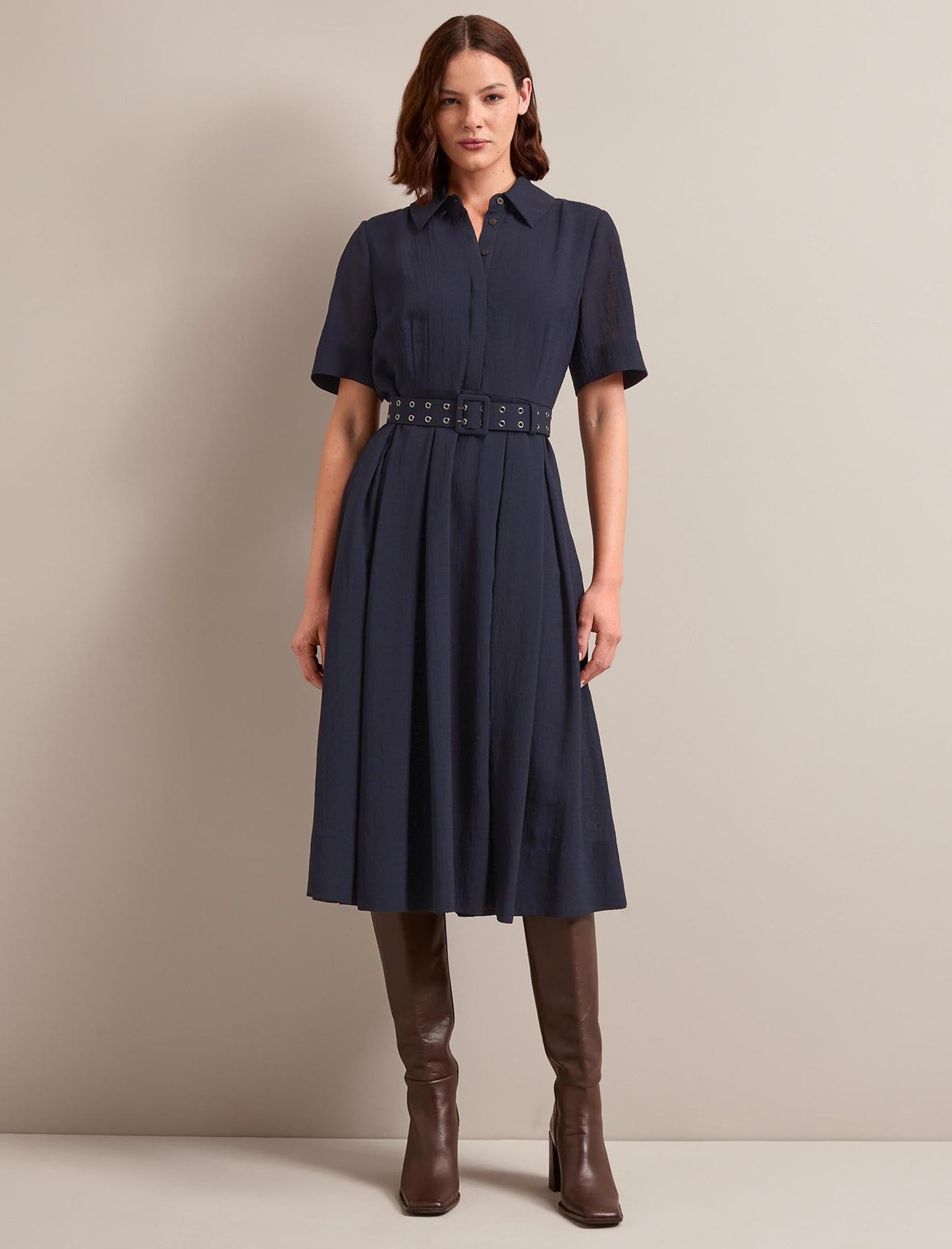 Anya Techni Voile Dress - Navy