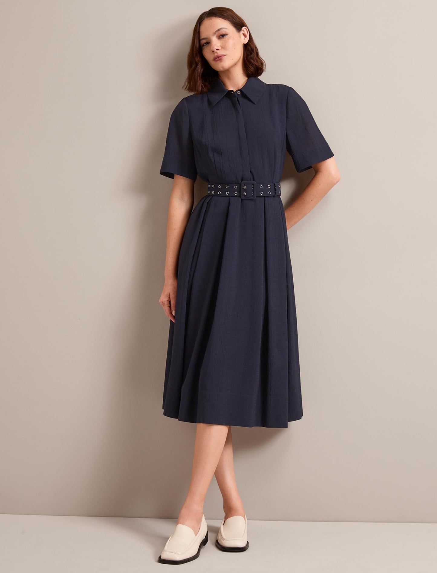 Anya Techni Voile Dress - Navy