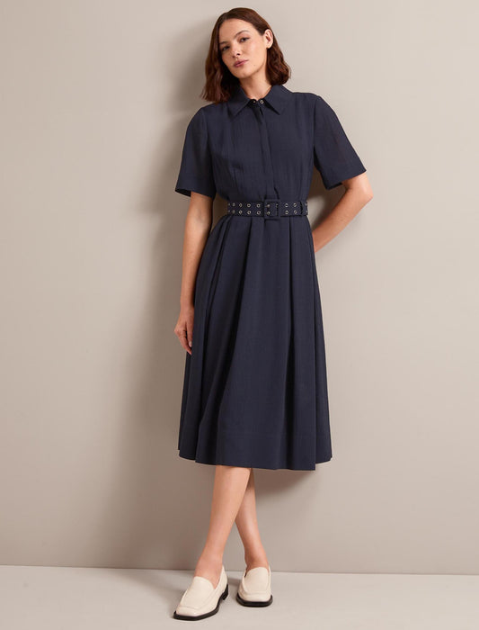 Anya Techni Voile Dress - Navy