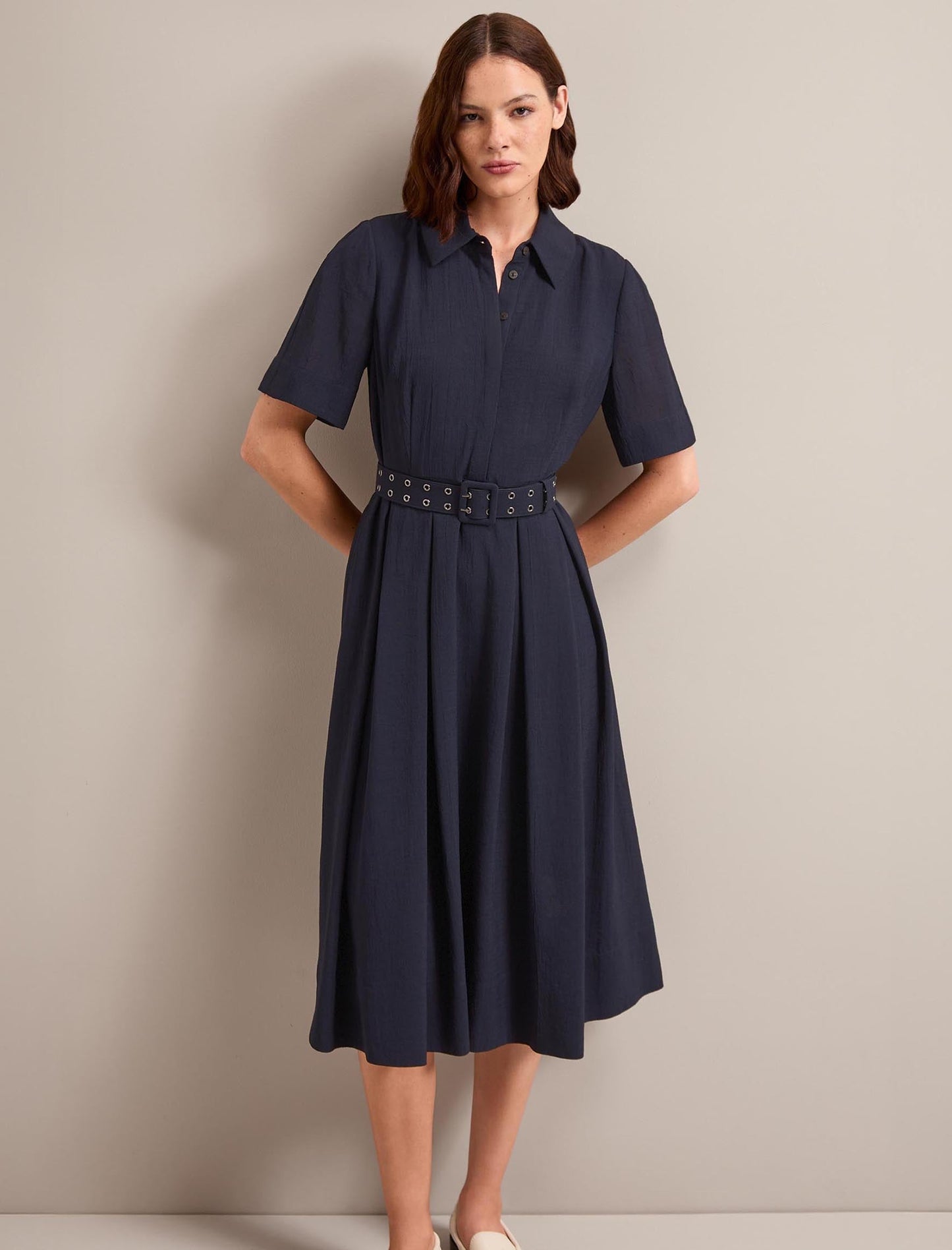 Anya Techni Voile Dress - Navy