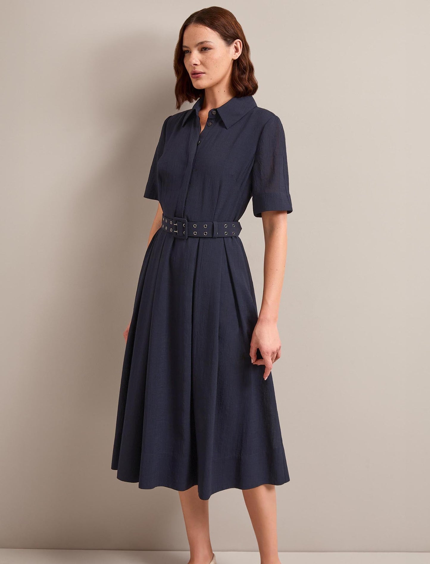Anya Techni Voile Dress - Navy