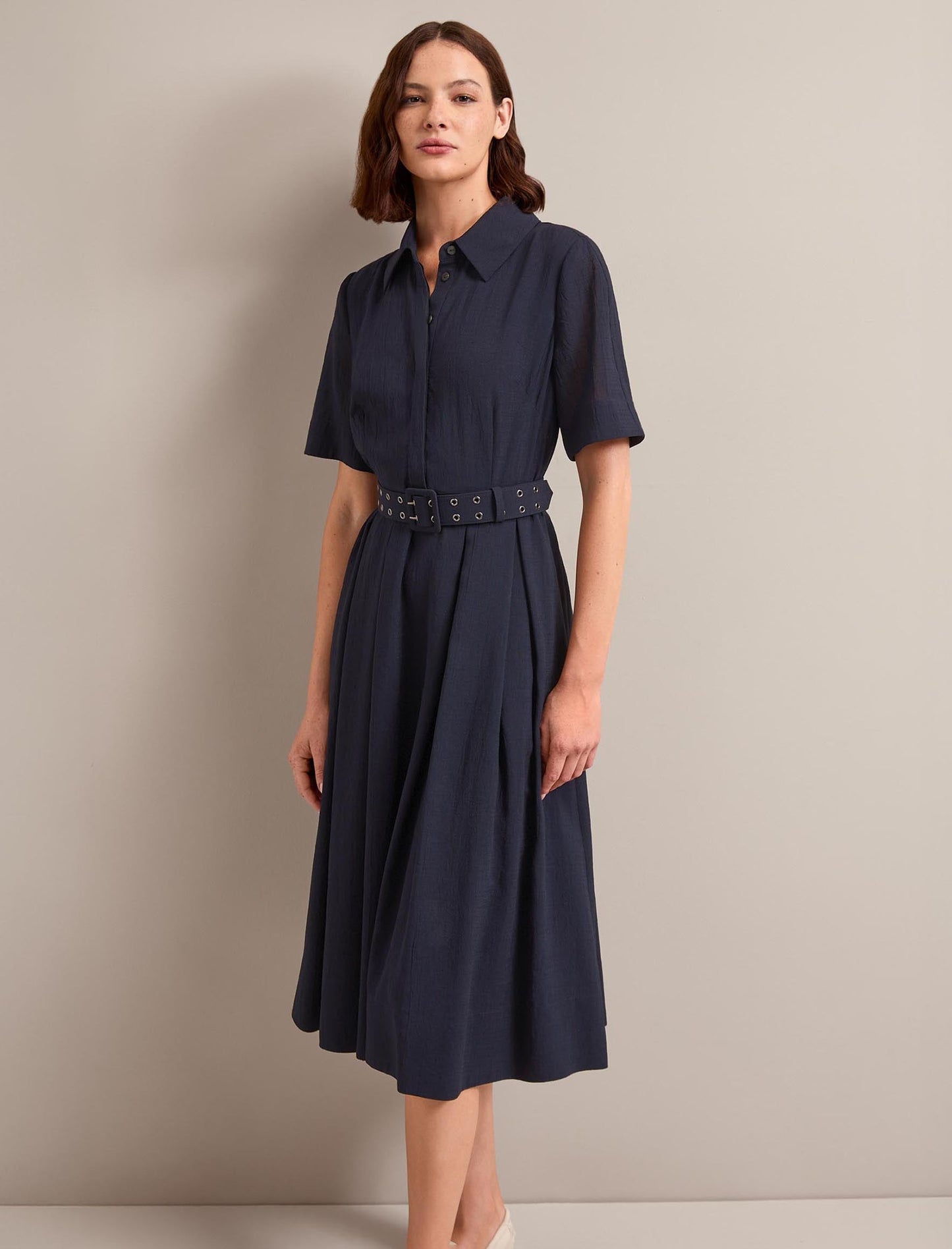 Anya Techni Voile Dress - Navy