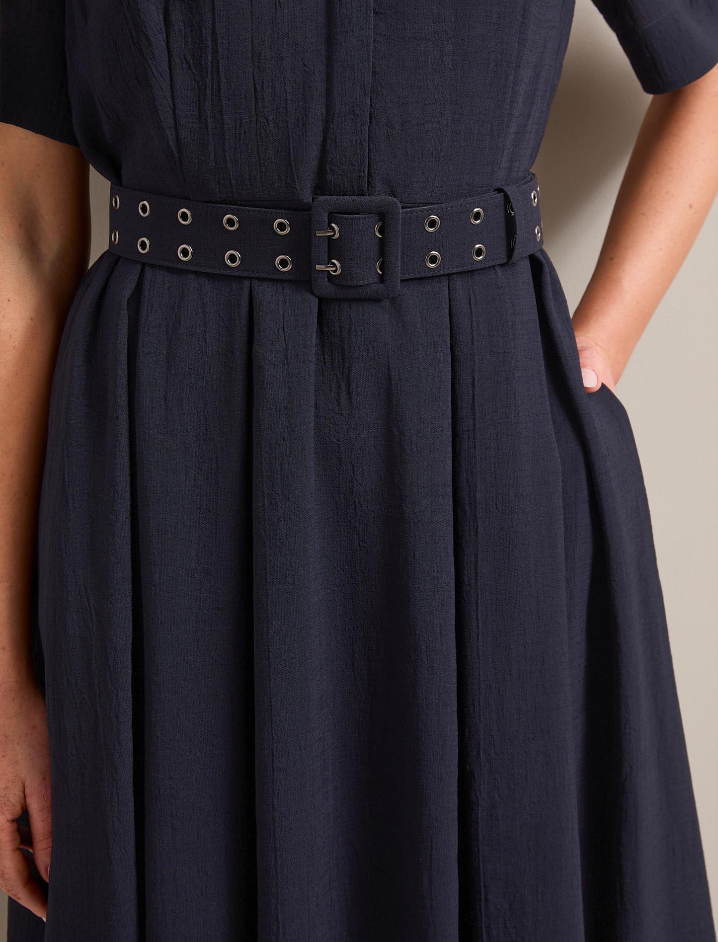 Anya Techni Voile Dress - Navy