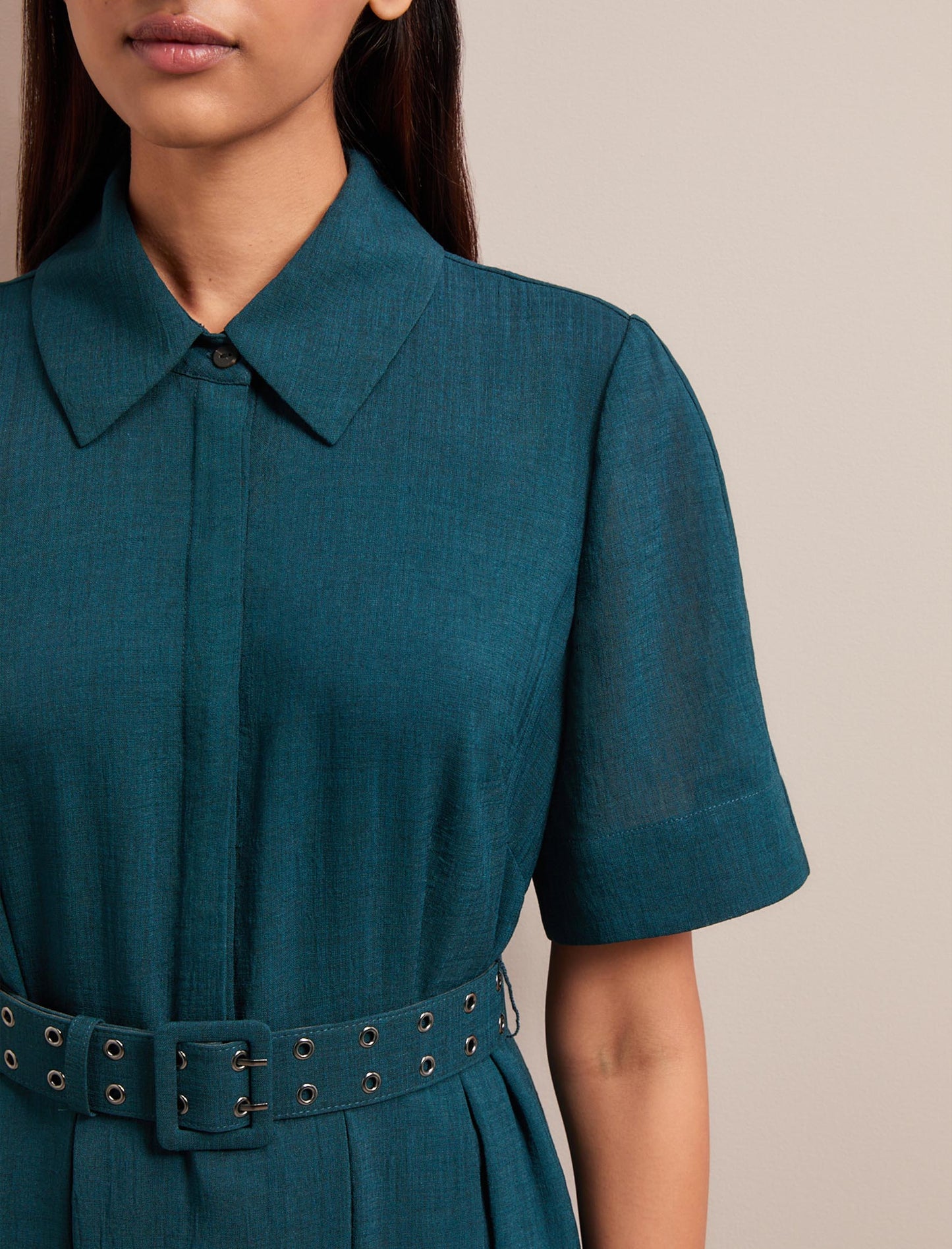 Anya Techni Voile Dress - Petrol Blue