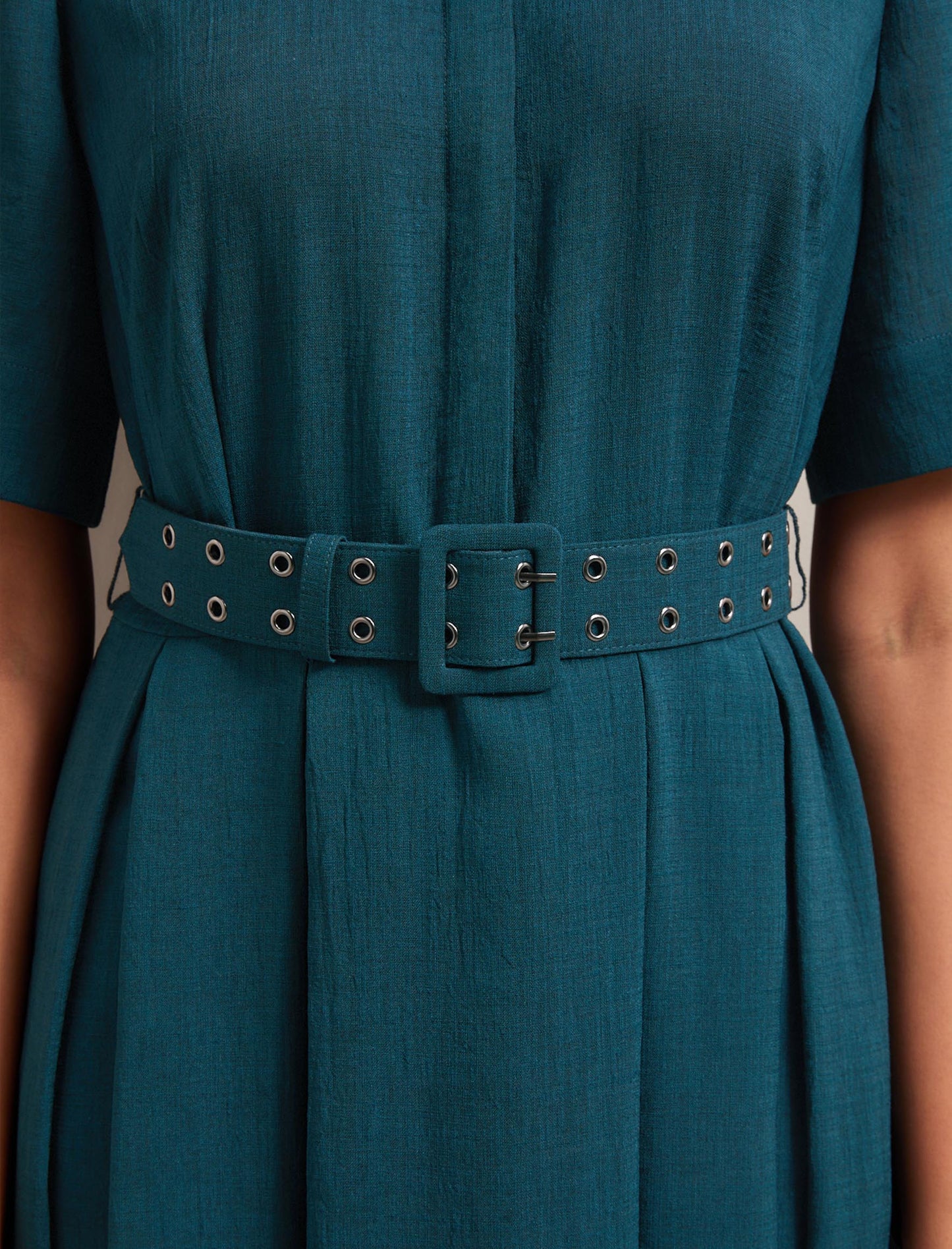 Anya Techni Voile Dress - Petrol Blue