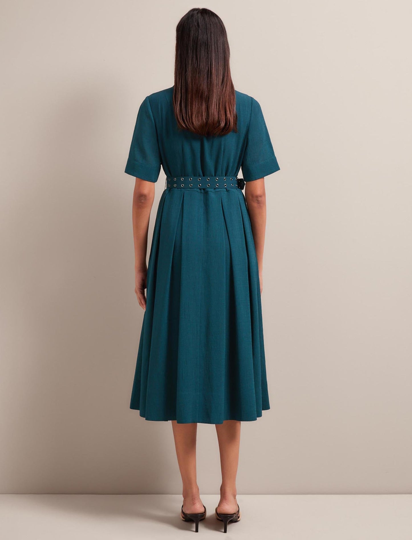 Anya Techni Voile Dress - Petrol Blue