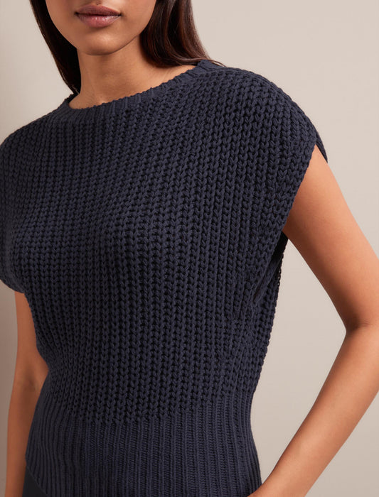 Quinn Cotton Blend Vest - Navy