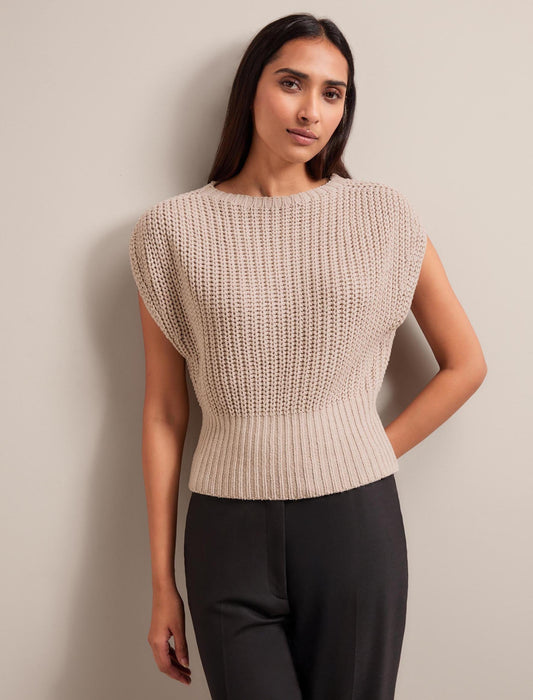 Quinn Cotton Blend Vest - Oatmeal