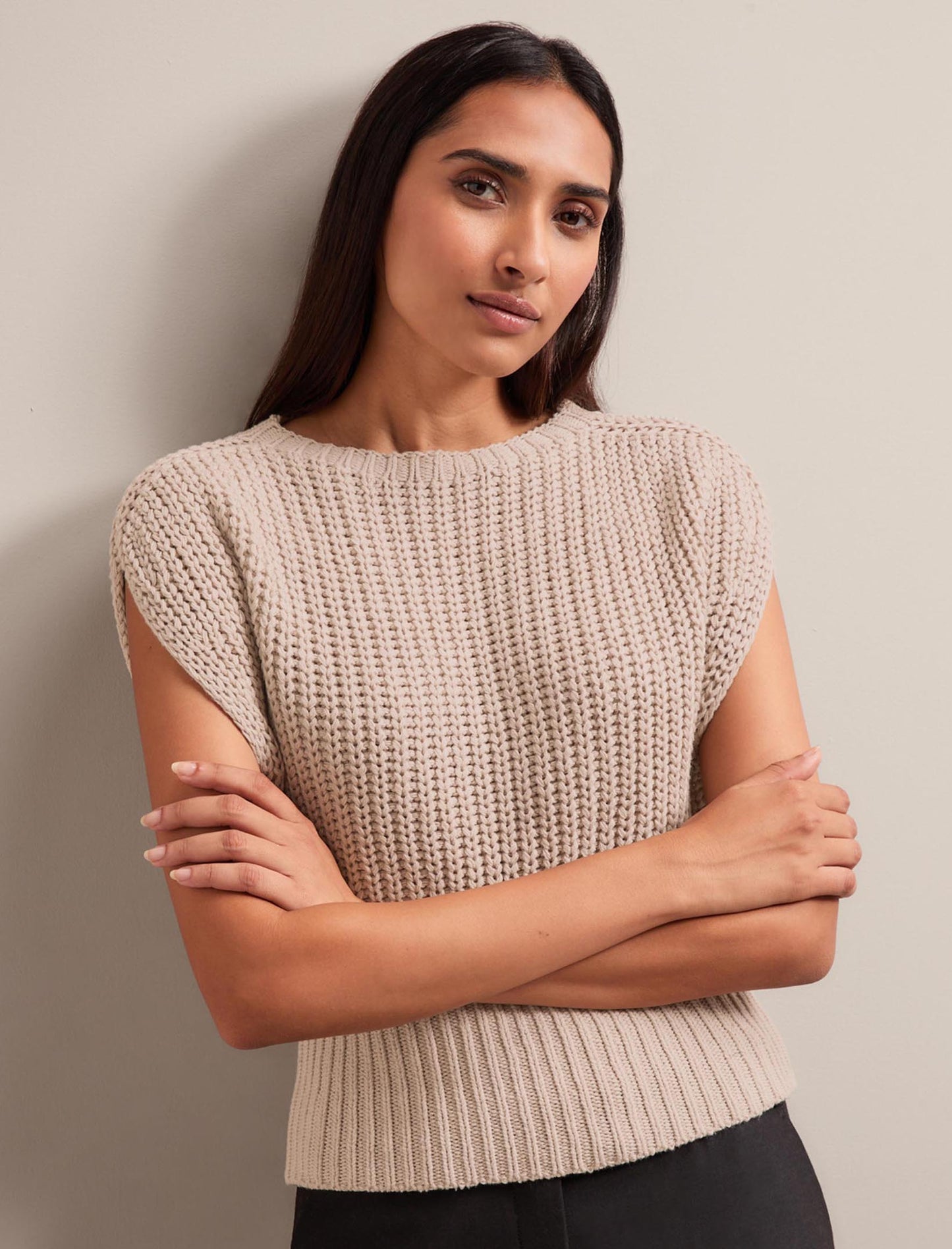Quinn Cotton Blend Vest - Oatmeal