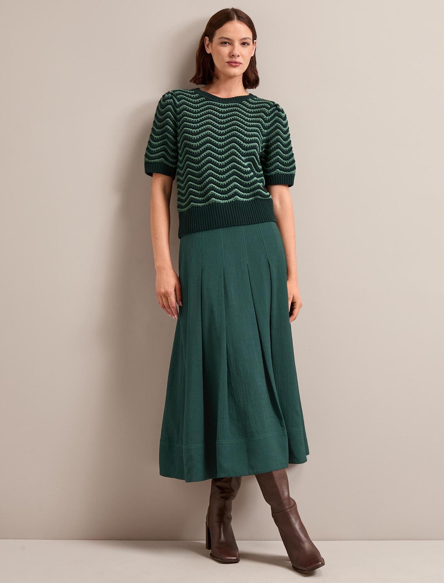 Sophia Techni Voile Maxi Skirt - Dark Green
