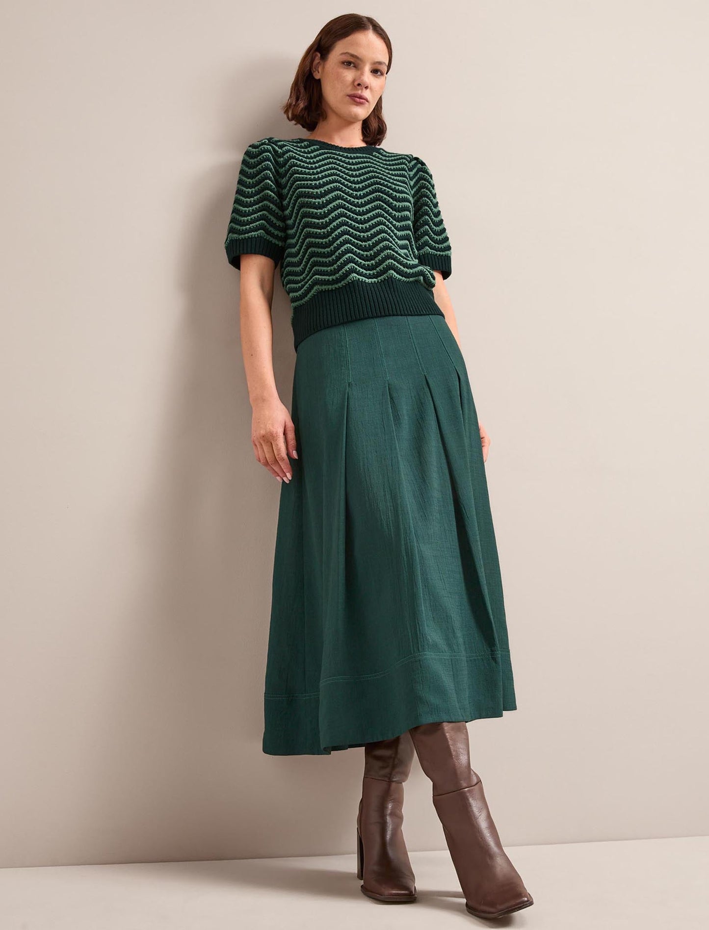 Sophia Techni Voile Maxi Skirt - Dark Green