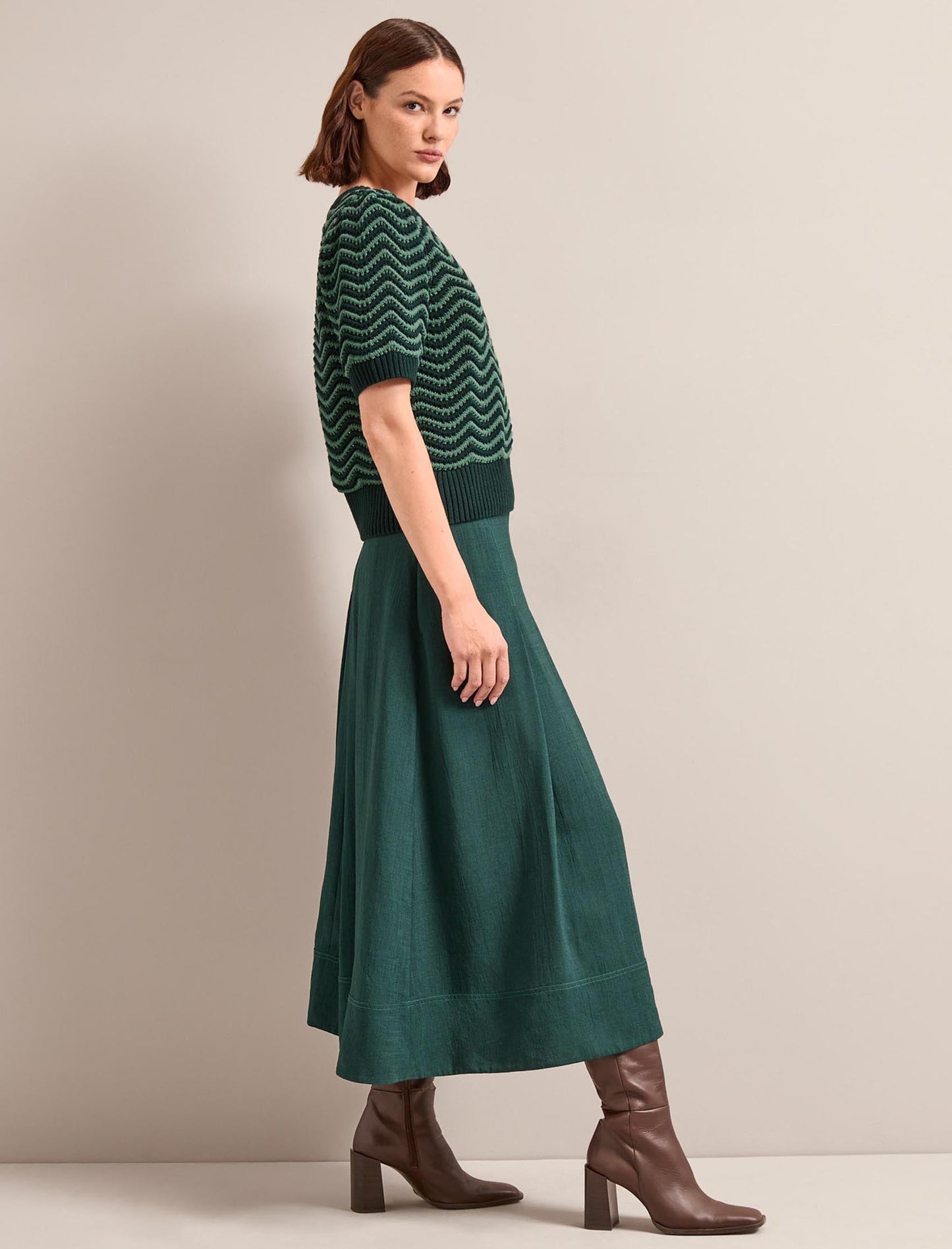 Sophia Techni Voile Maxi Skirt - Dark Green