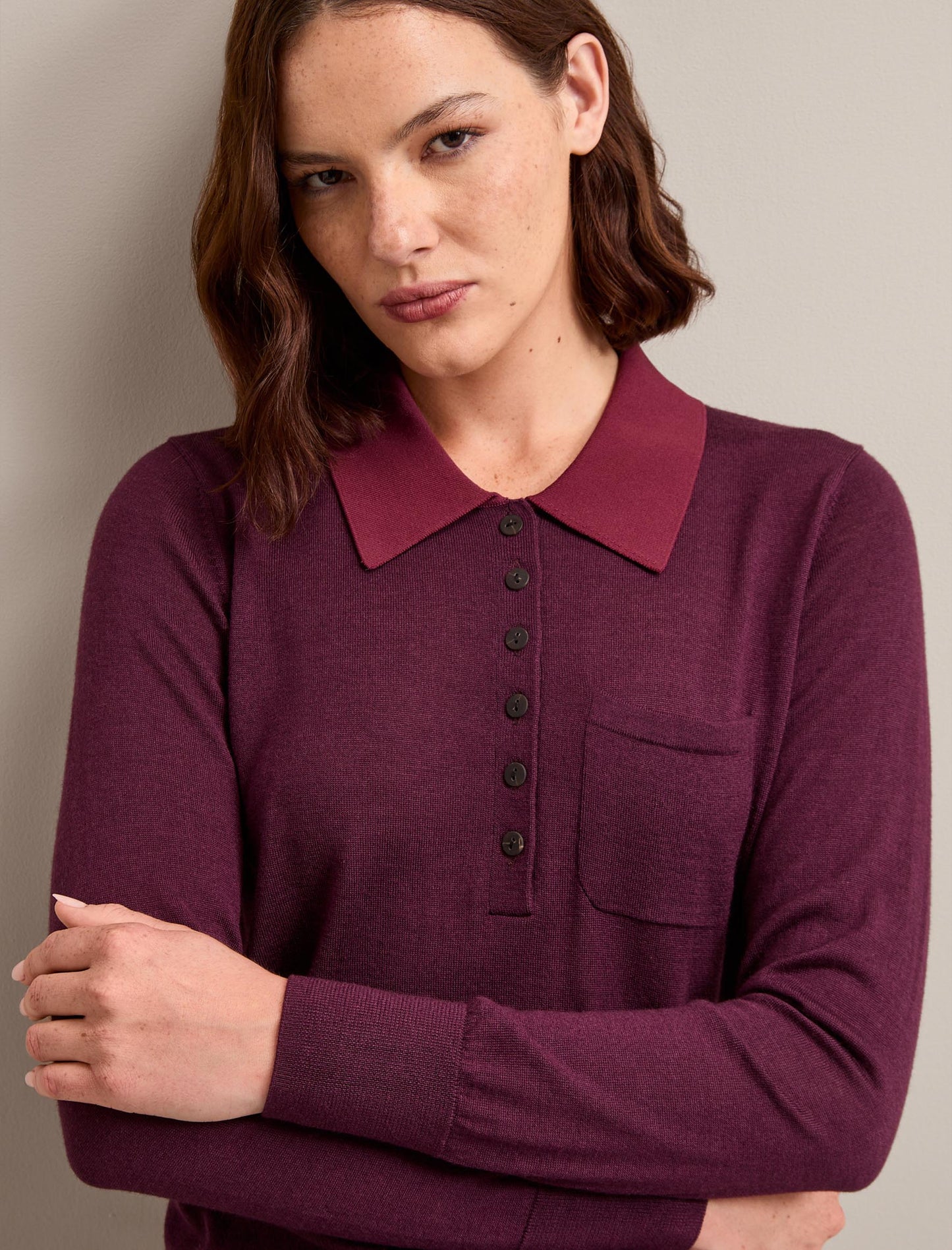 Josie Merino Wool Blend Jumper - Burgundy