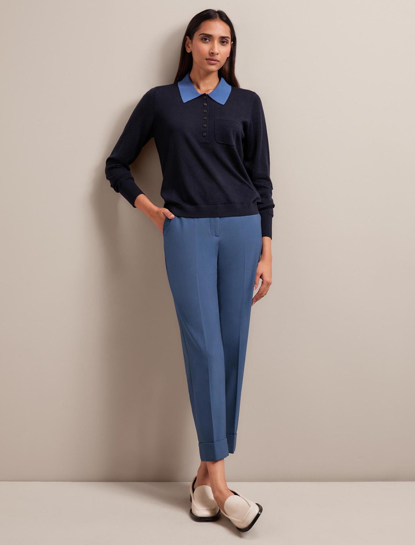 Josie Merino Wool Blend Jumper - Navy Slate Blue