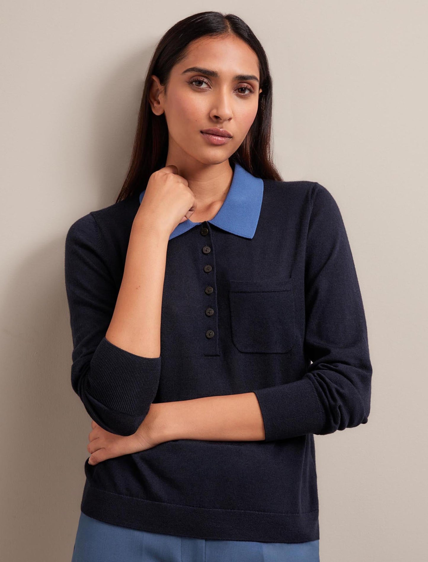 Josie Merino Wool Blend Jumper - Navy Slate Blue
