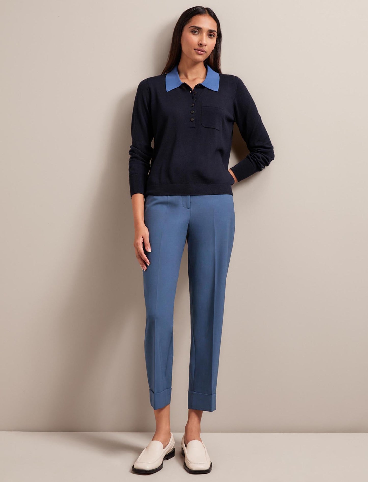 Josie Merino Wool Blend Jumper - Navy Slate Blue